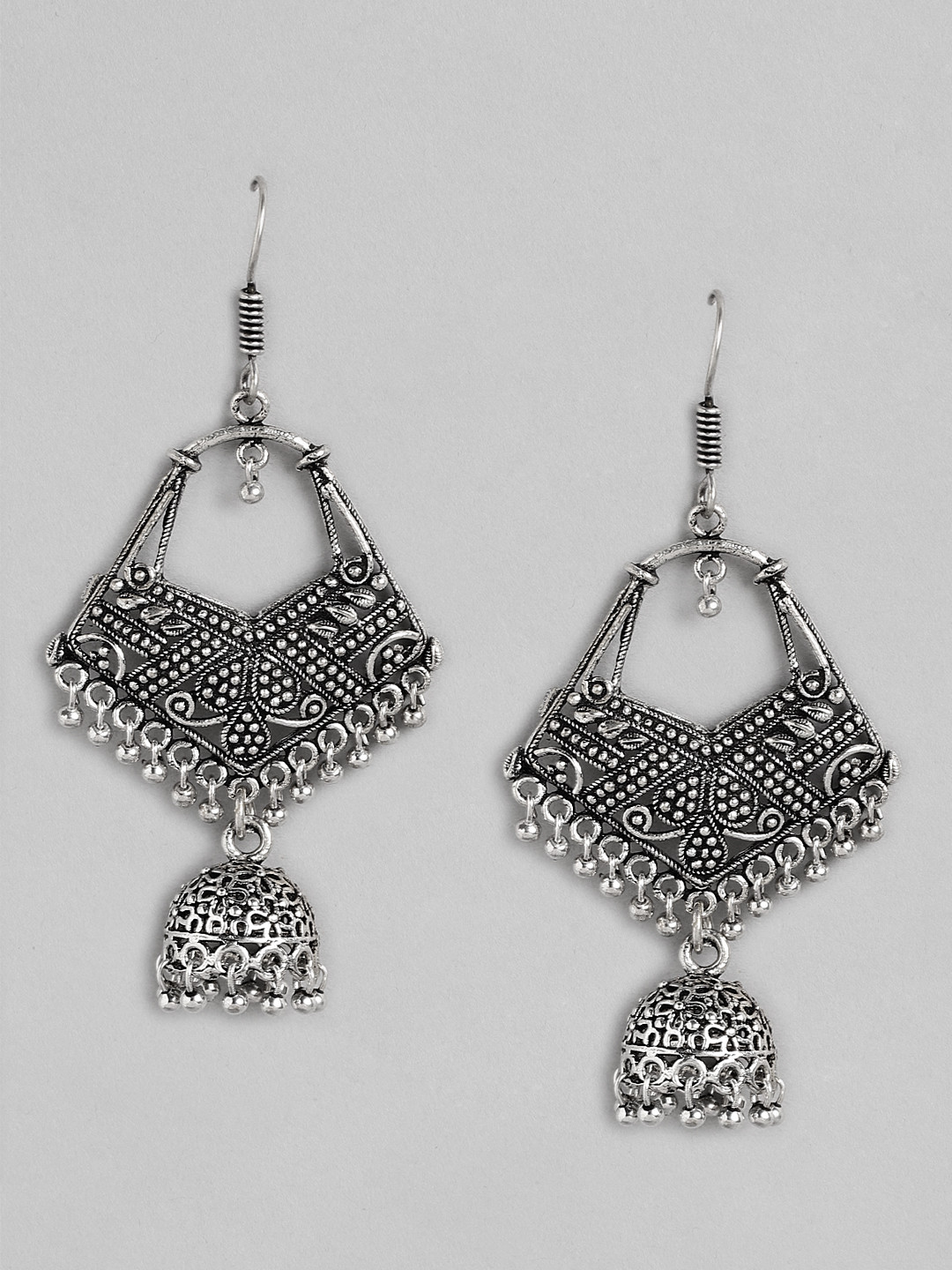 

Rang Gali Silver-Toned Geometric Drop Earrings
