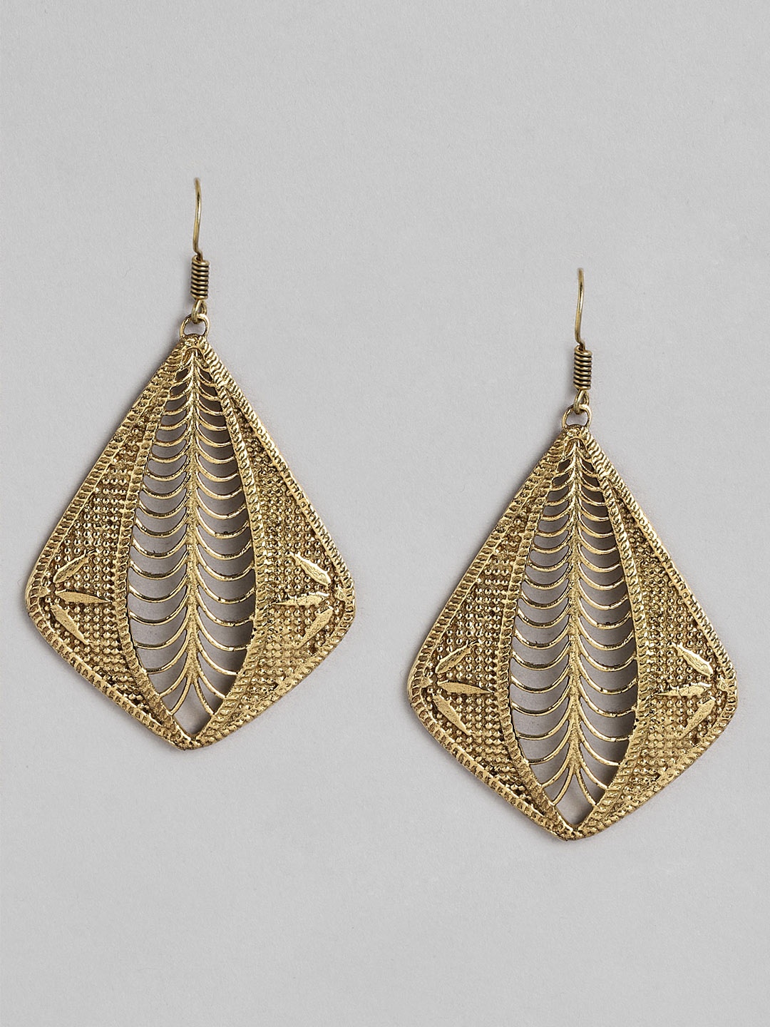 

Rang Gali Gold-Toned Diamond Shaped Drop Earrings