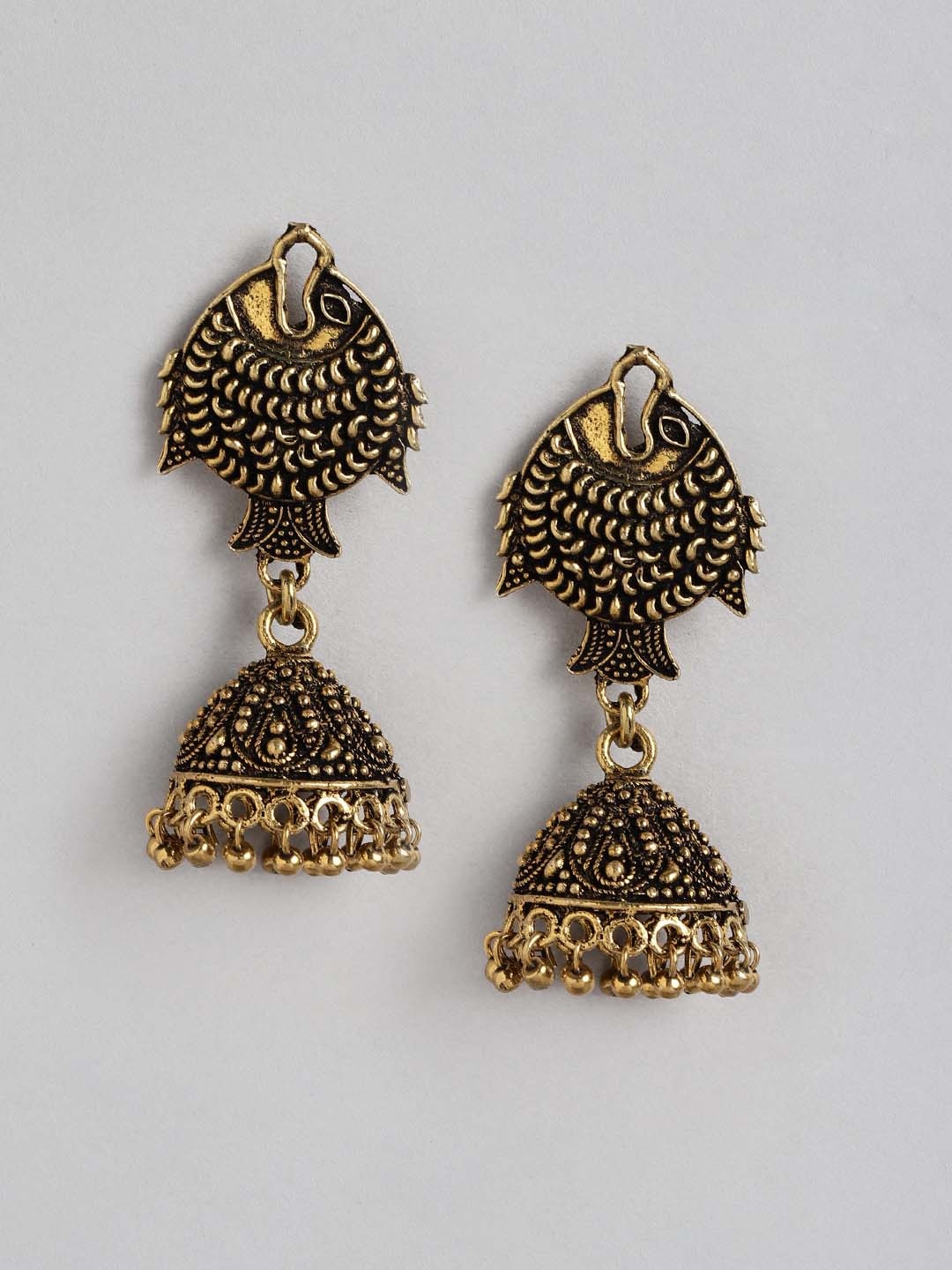 

Rang Gali Gold-Toned German Silver Classic Jhumkas Earrings
