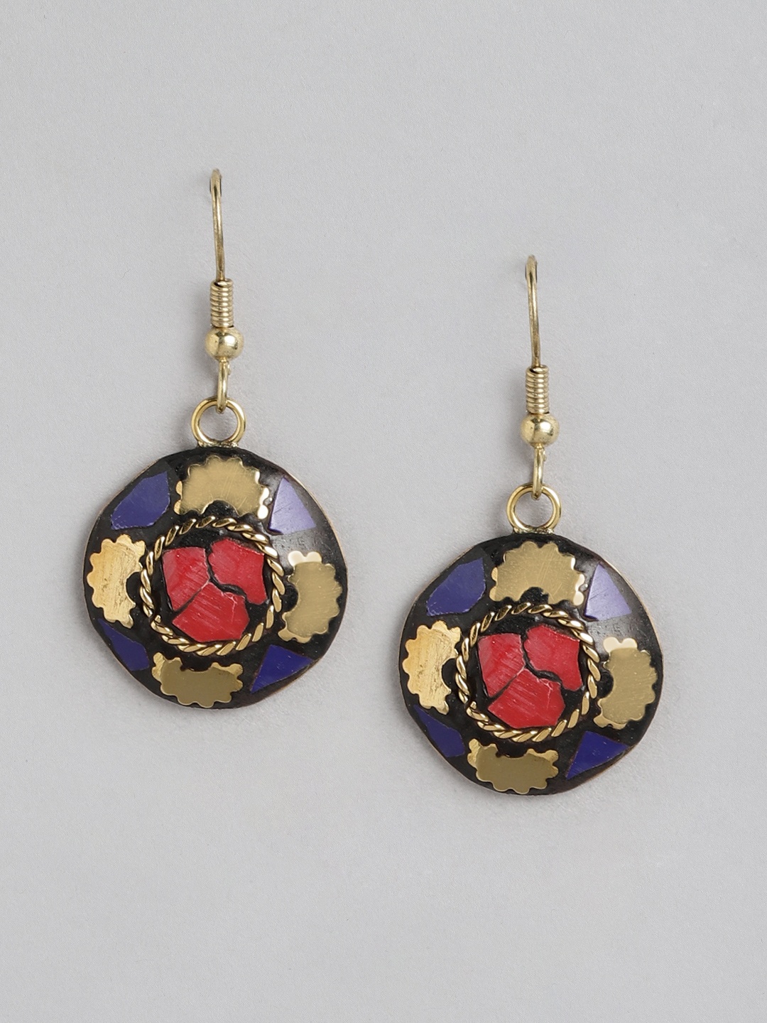 

Rang Gali Black & Gold-Toned Handcrafted Quirky Drop Earrings