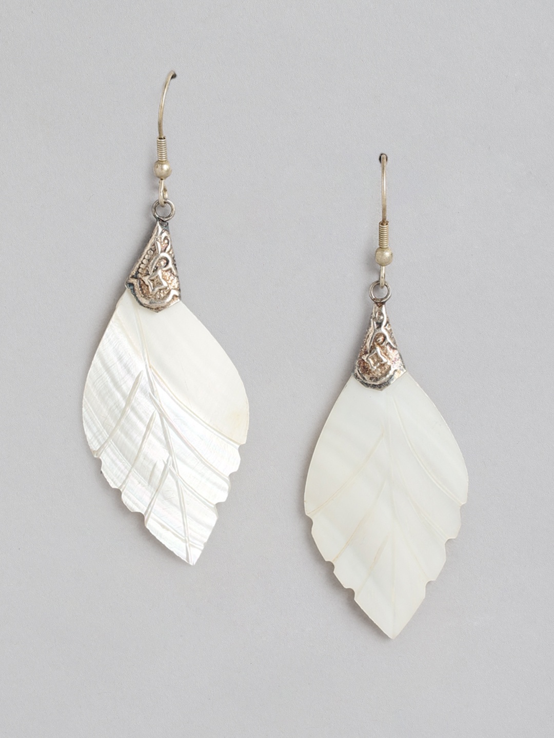 

Rang Gali Leaf Shaped Drop Earrings, White