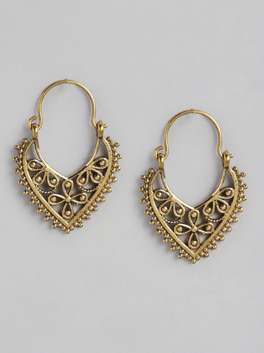 

Rang Gali Heart Shaped German Silver Drop Earrings, Gold