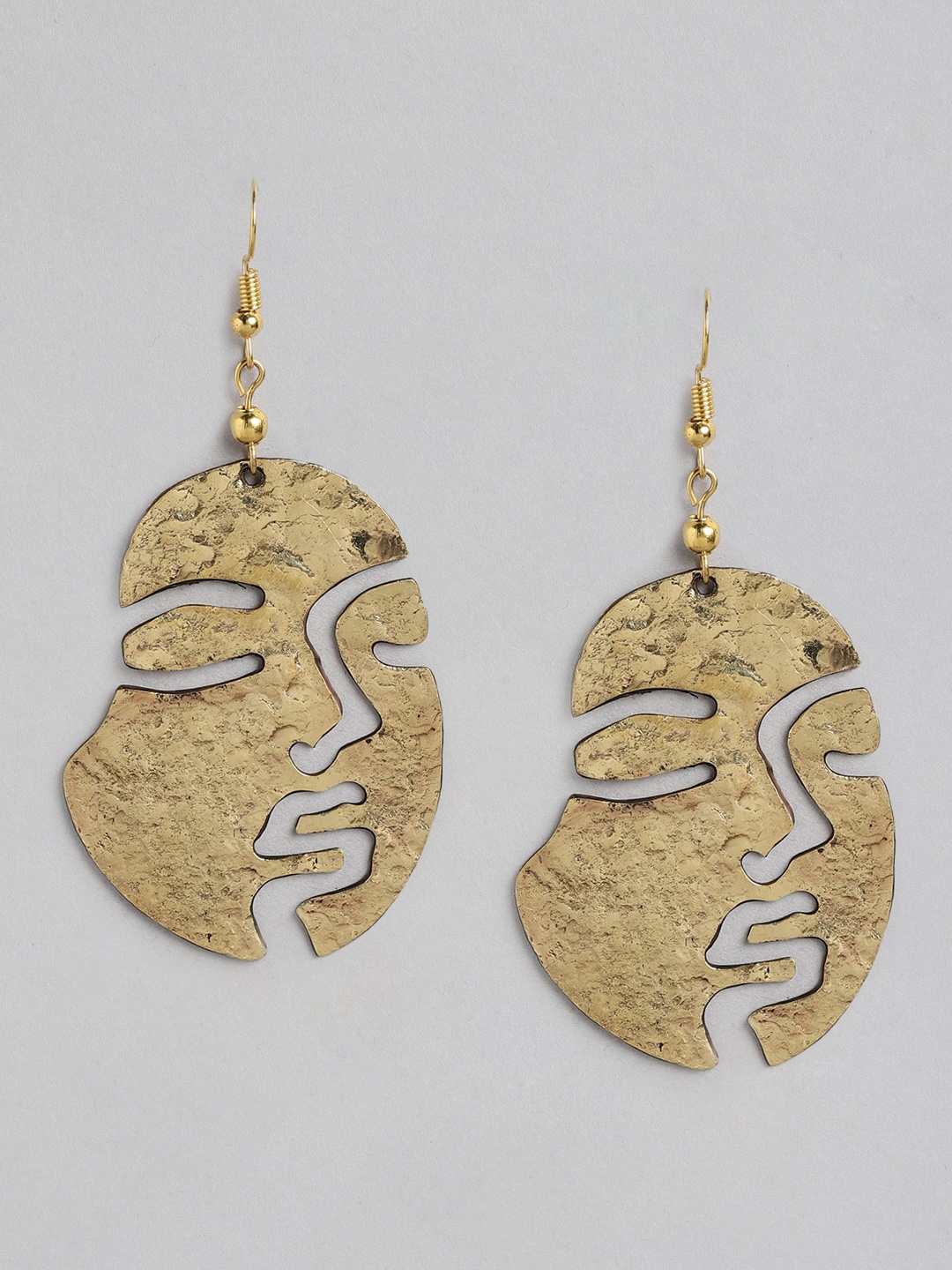 

Rang Gali German Silver Contemporary Drop Earrings, Gold