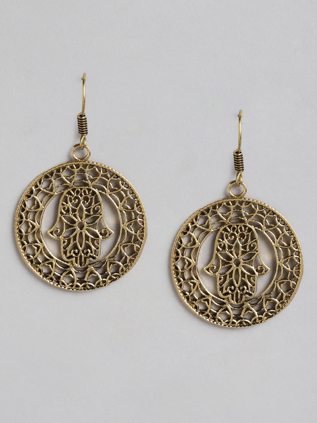 

Rang Gali Gold-Toned Circular Drop Earrings