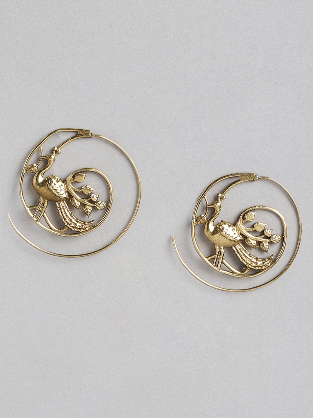 

Rang Gali Peacock Shaped German Silver Drop Earrings, Gold
