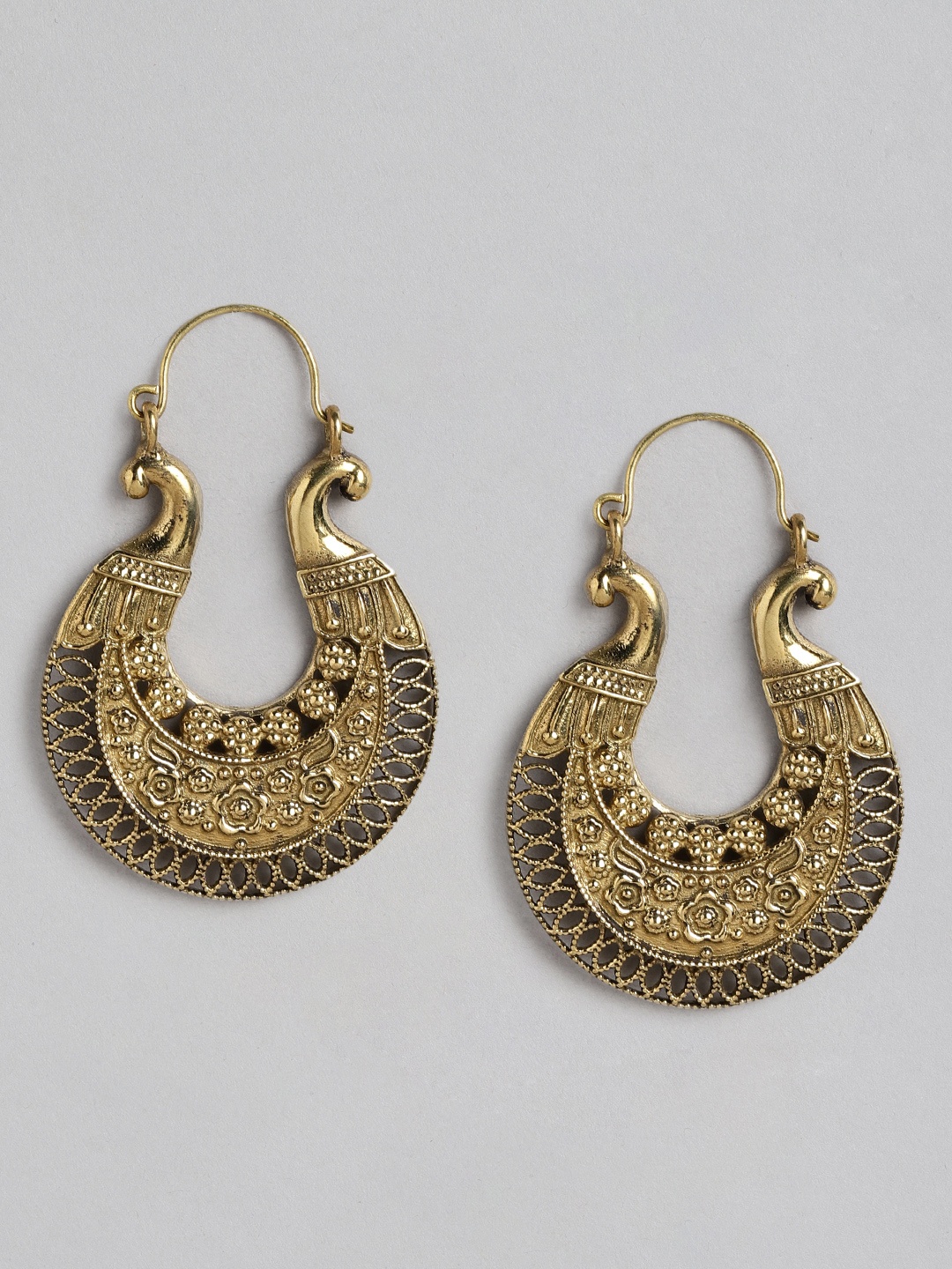 

Rang Gali German Silver Circular Half Hoop Earrings, Gold