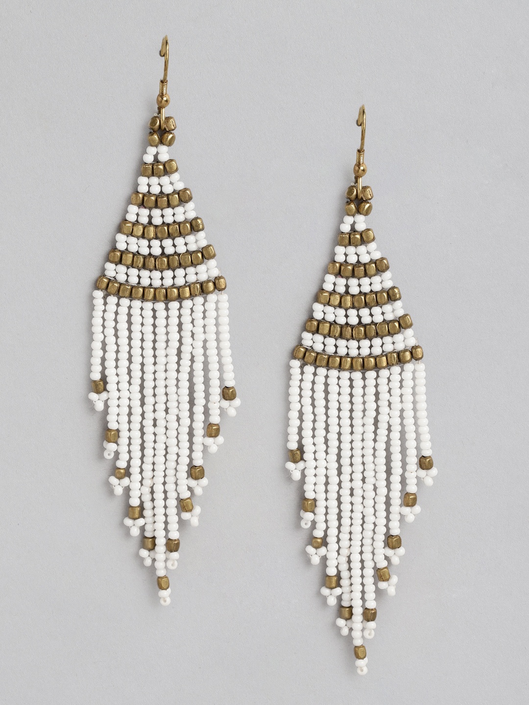 

Rang Gali Zircon Contemporary Drop Earrings, White