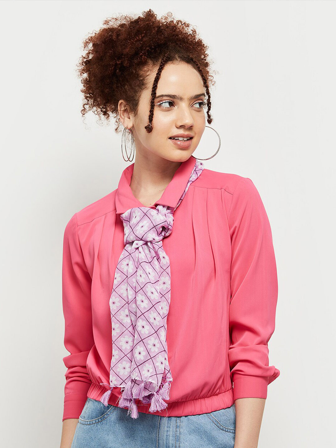 

max Women Floral Printed Scarf, Pink