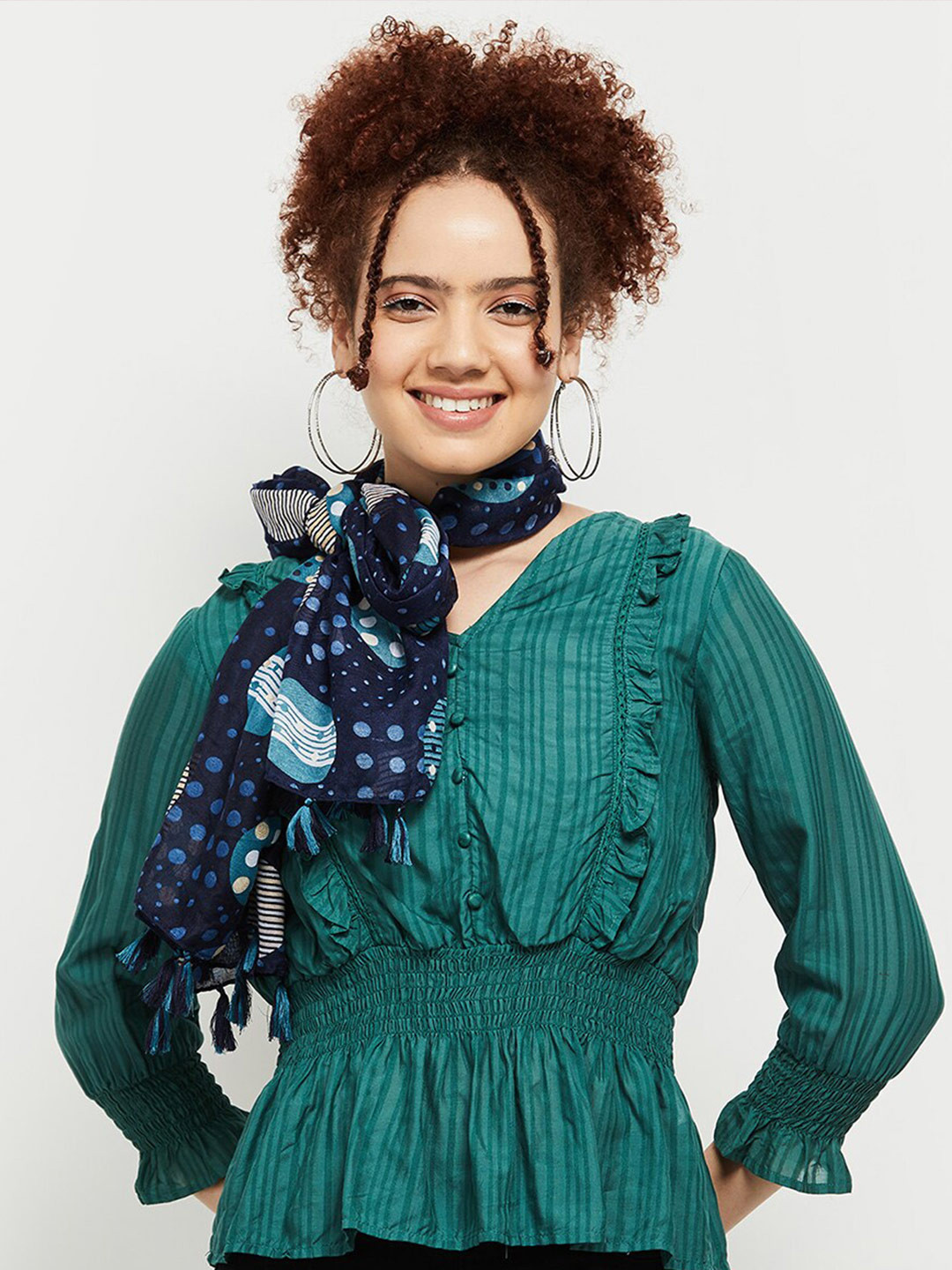 

max Women Printed Scarf, Navy blue