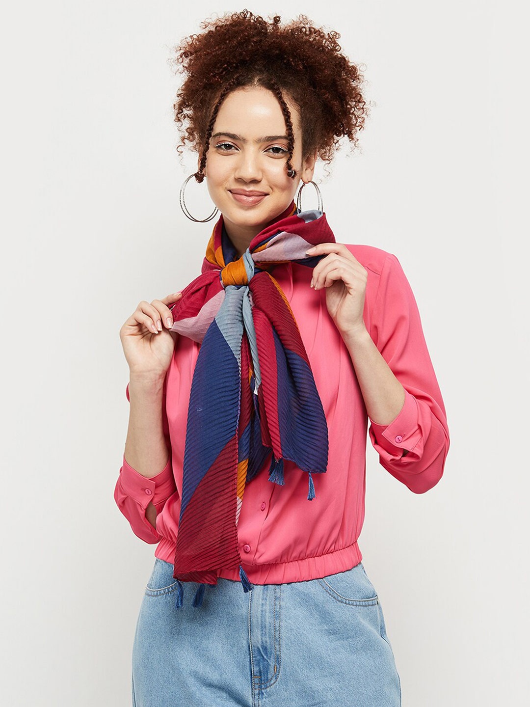 

max Women Colourblocked Scarf, Blue