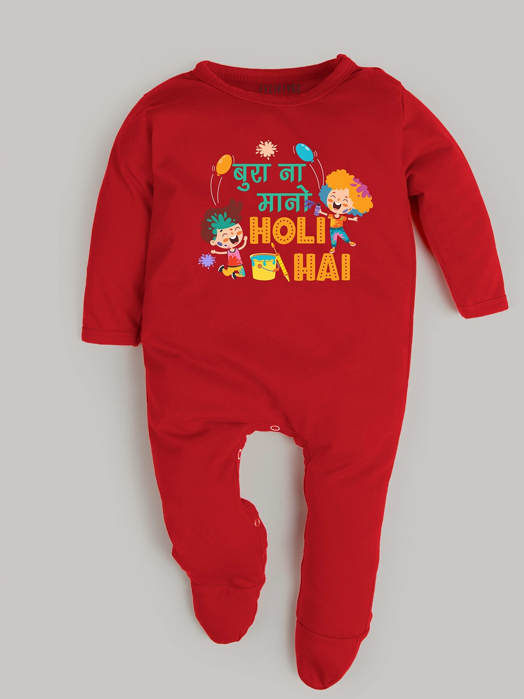 

FFLIRTYGO Infants Holi Printed Sleepsuit, Red