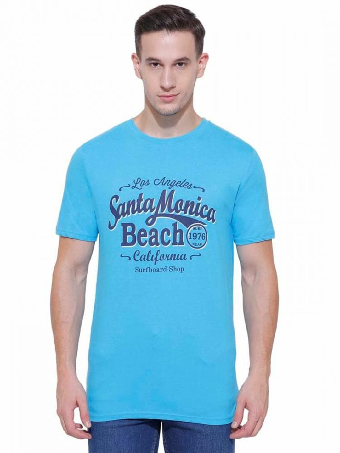 

DYCA Men Typography Printed Cotton T-shirt, Blue