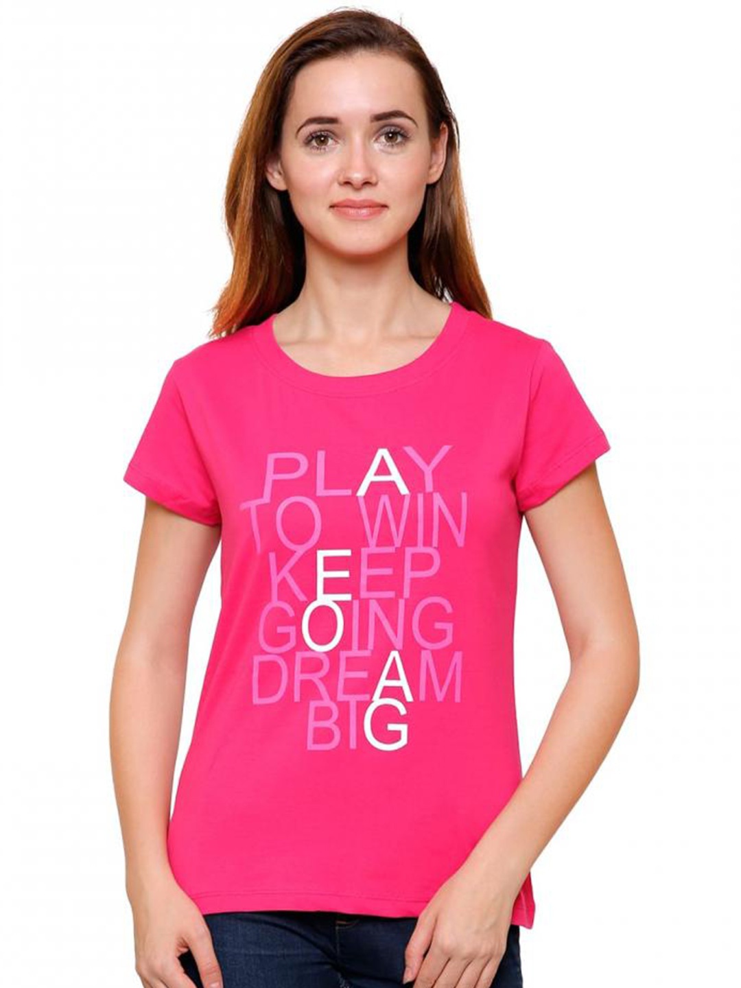 

DYCA Typography Printed Cotton T-Shirt, Pink