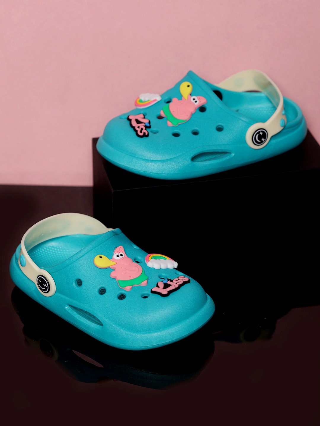 

PASSION PETALS Kids Applique Lightweight Clogs, Turquoise blue