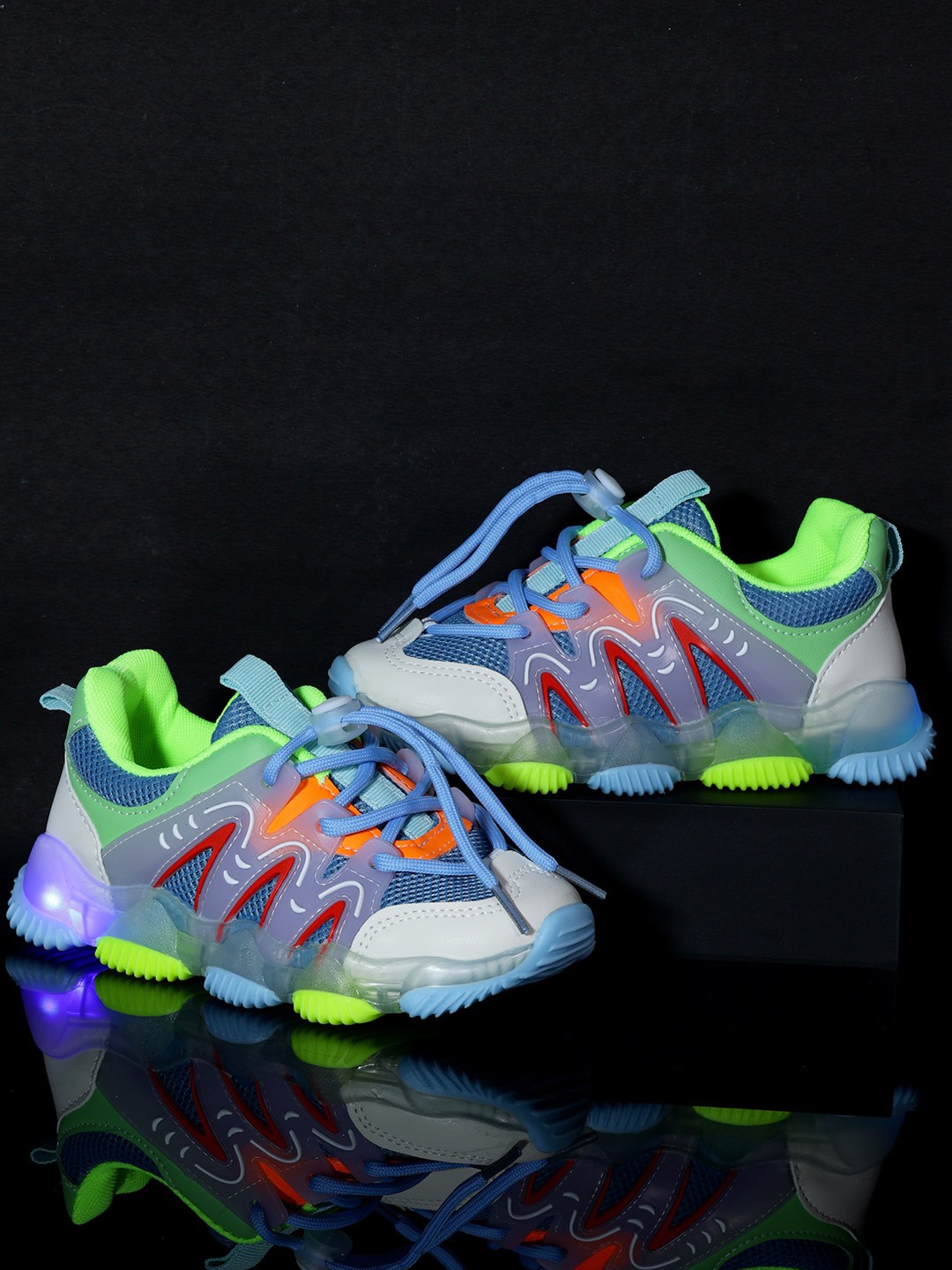 

PASSION PETALS Kids Colourblocked LED Embellished Lightweight Sneakers, Blue