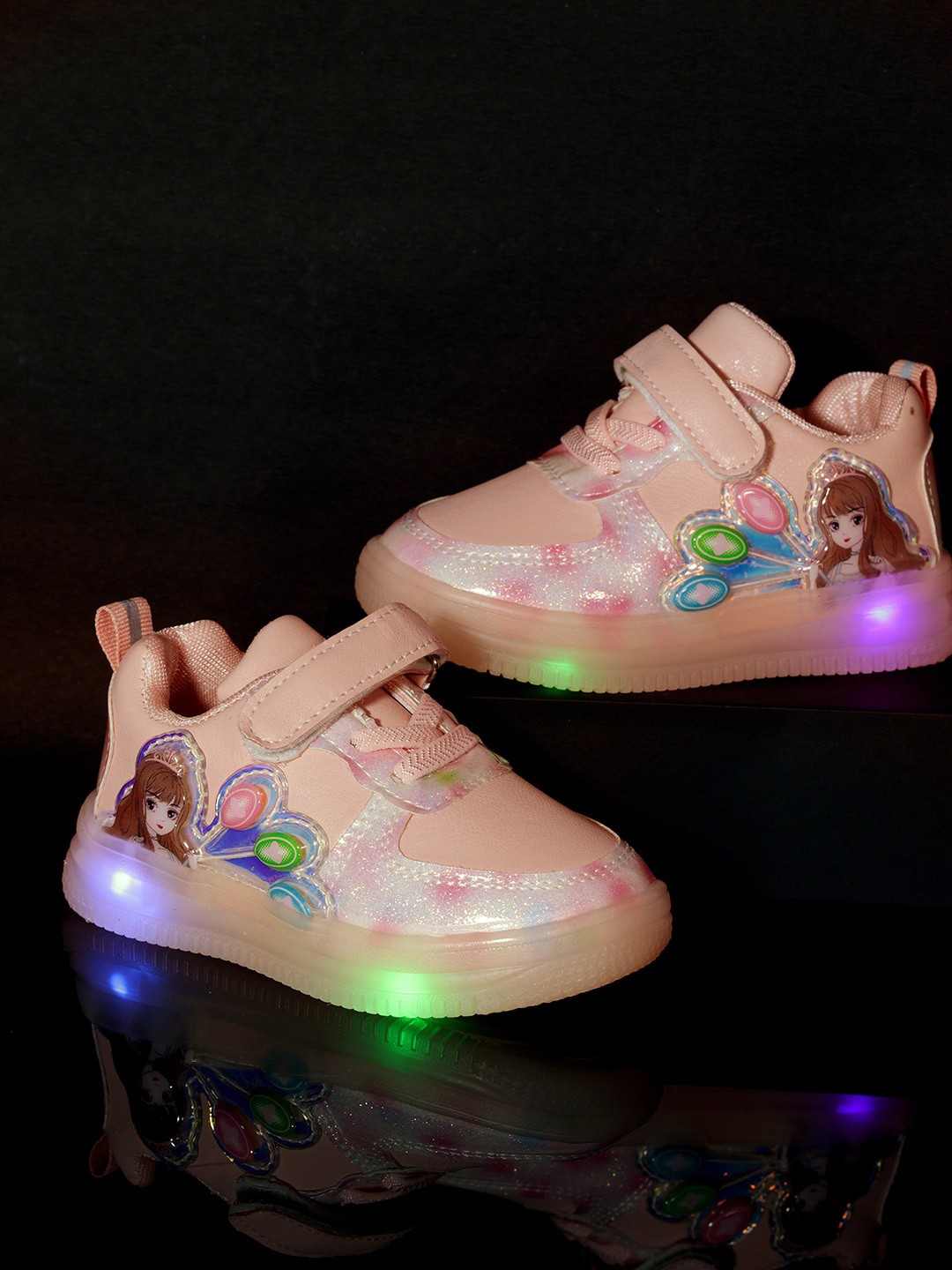 

PASSION PETALS Girls LED Lightweight Sneakers, Peach
