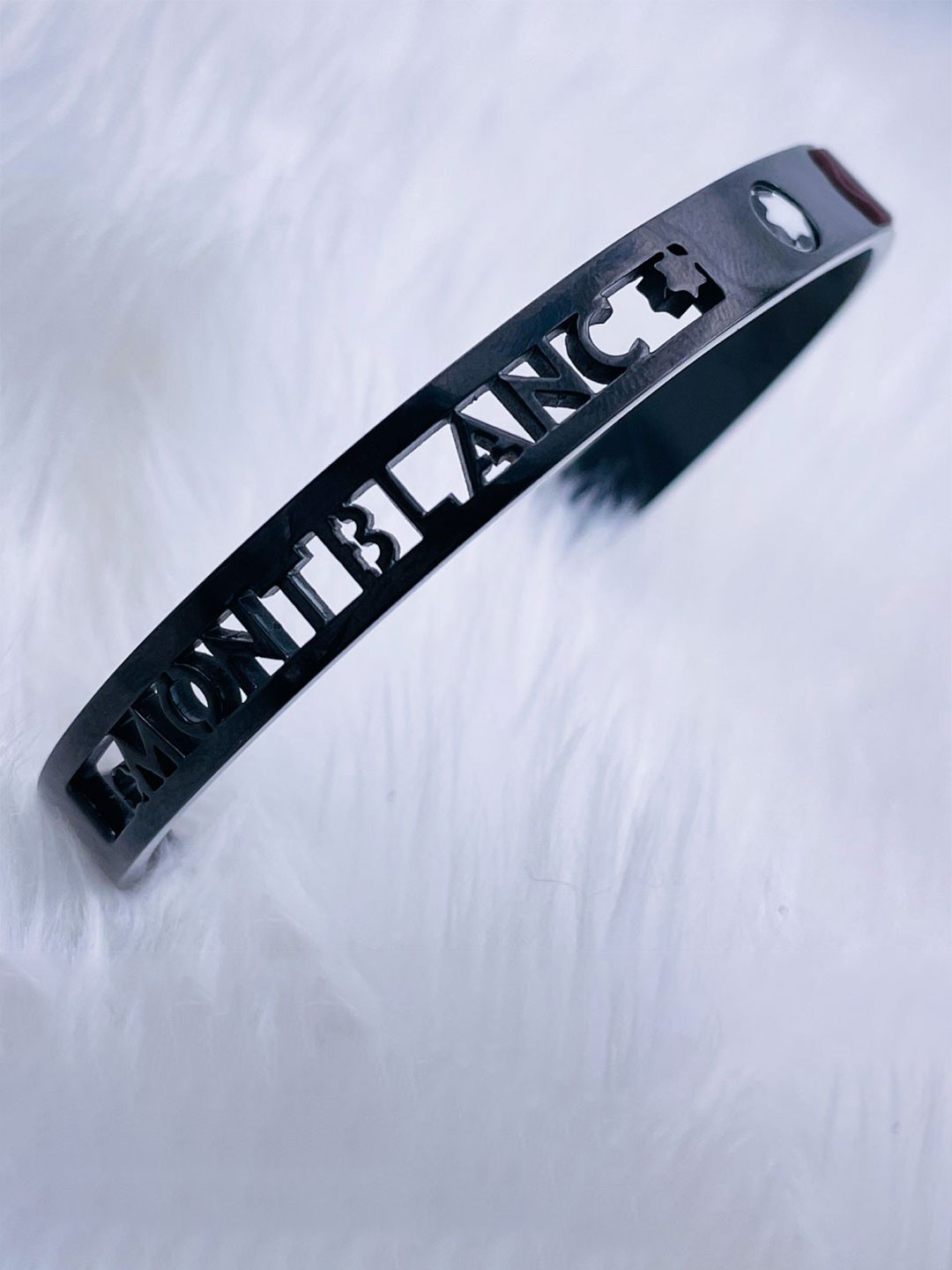 

ZIVOM Women Rhodium-Plated Cuff Bracelet, Black