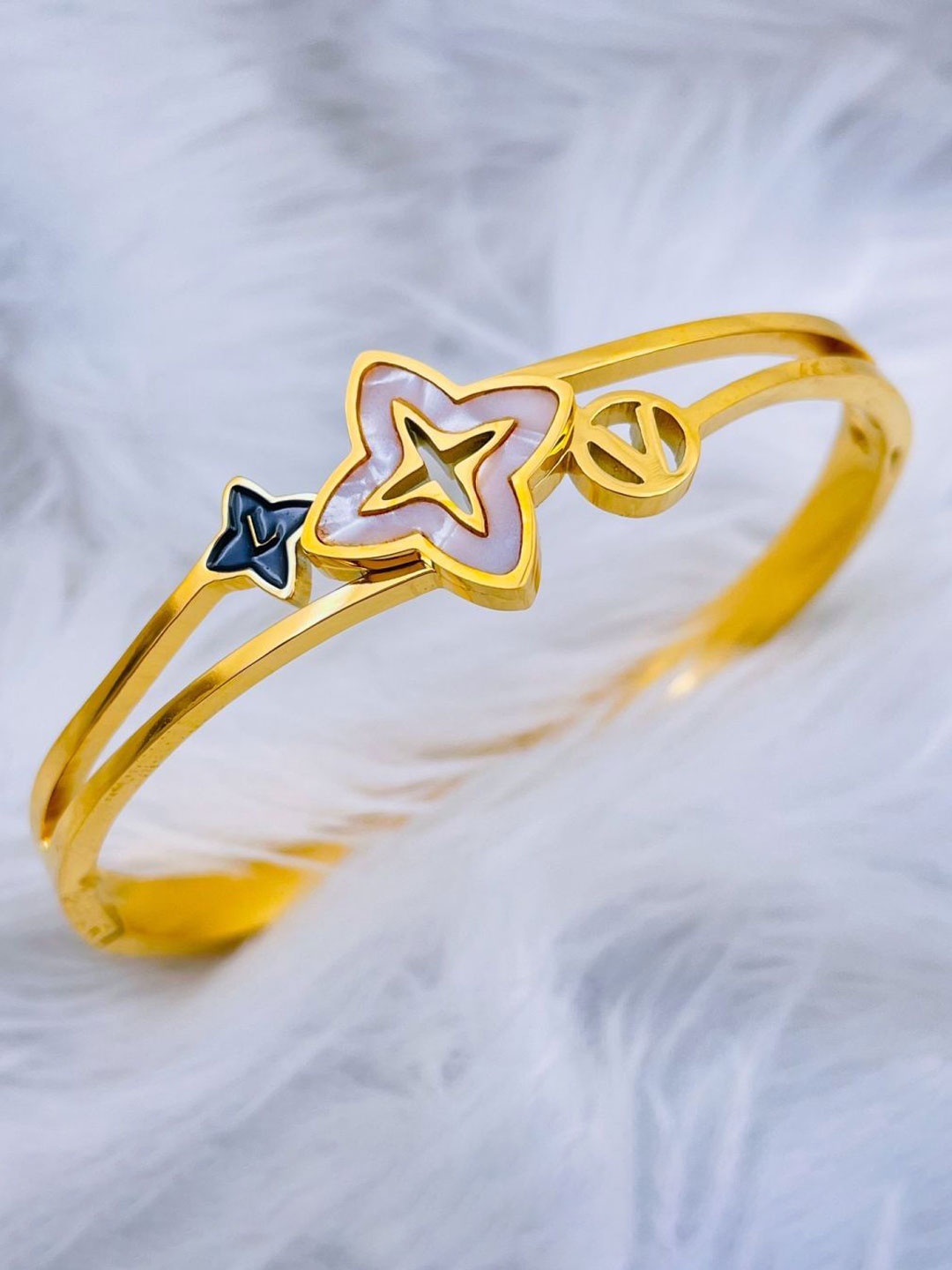 

ZIVOM Women 18K Gold-Plated Enamelled Cuff Bracelet