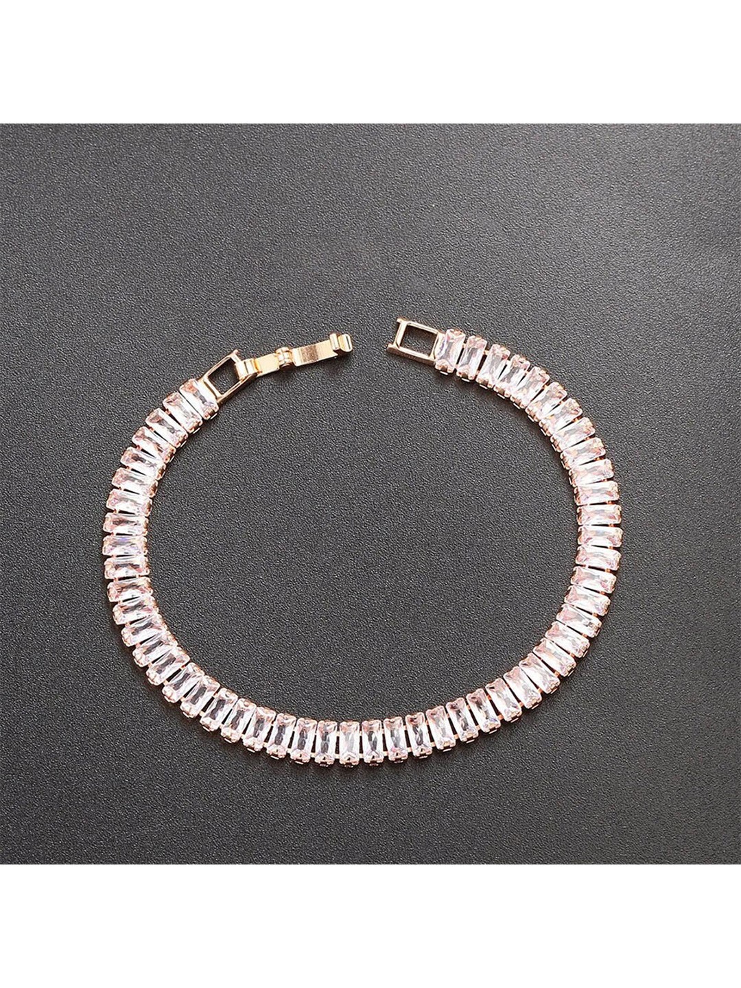 

ZIVOM Women Brass Cubic Zirconia Gold-Plated Link Bracelet