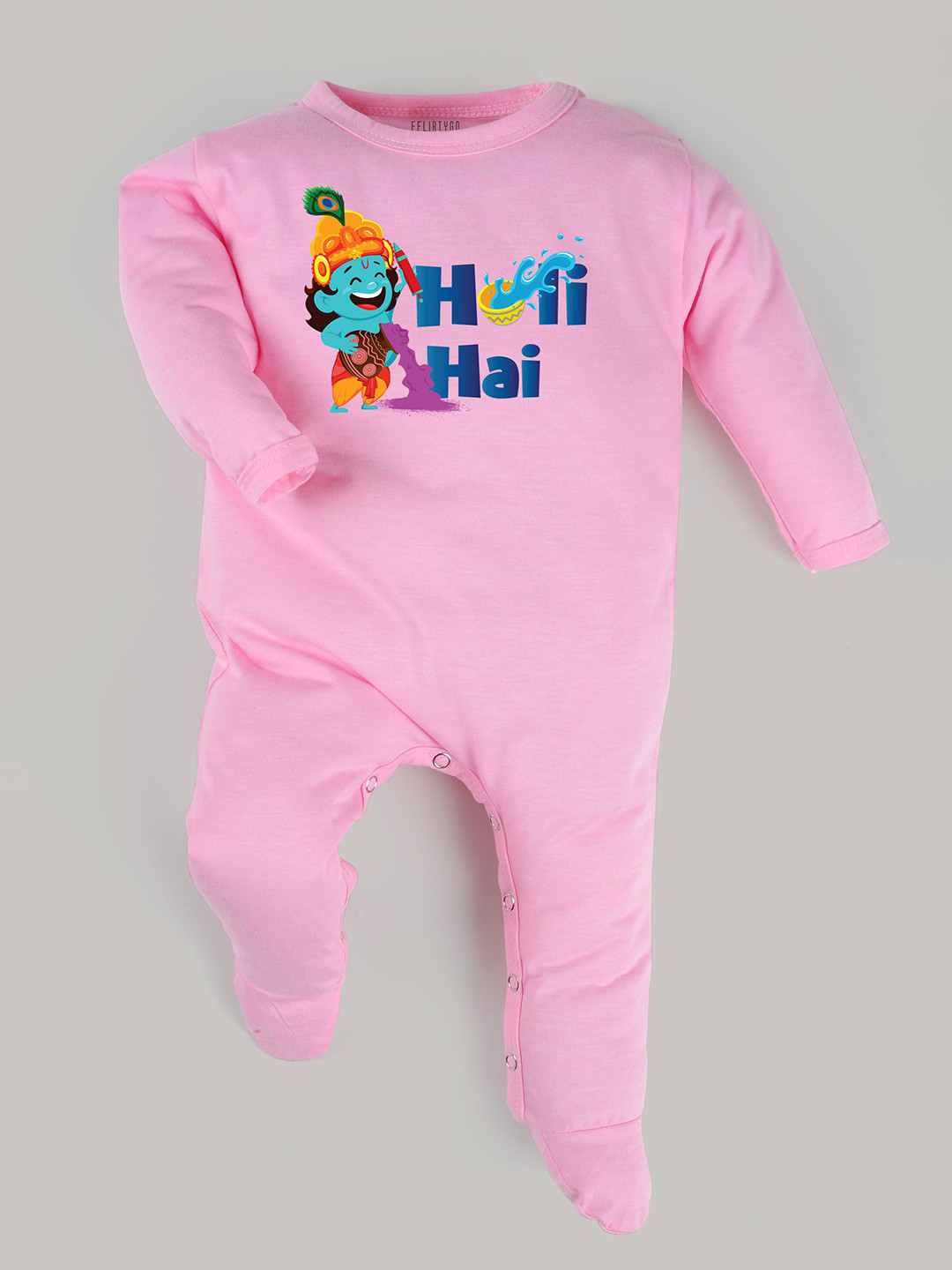 

FFLIRTYGO Infants Kids Printed Cotton Sleepsuit, Pink