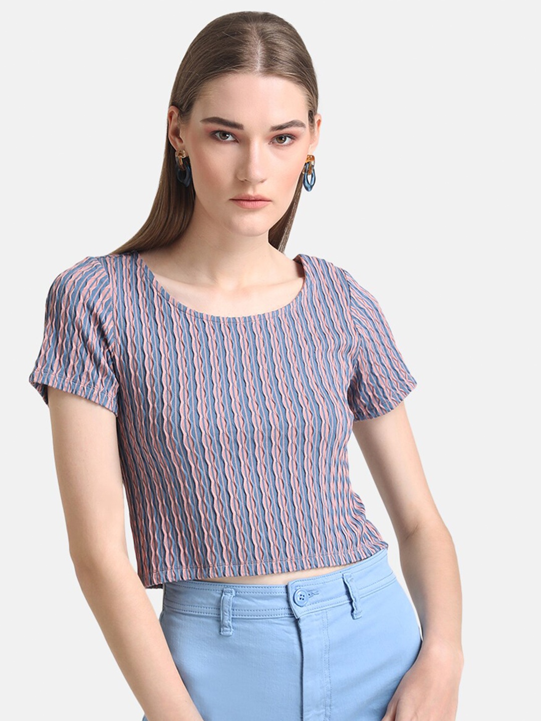 

Kazo Striped Cotton Top, Blue