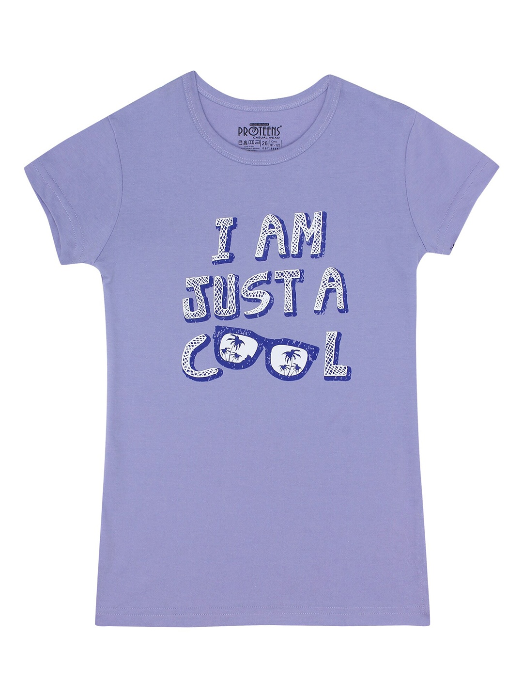 

PROTEENS Girls Typography Printed Cotton T-shirt, Lavender