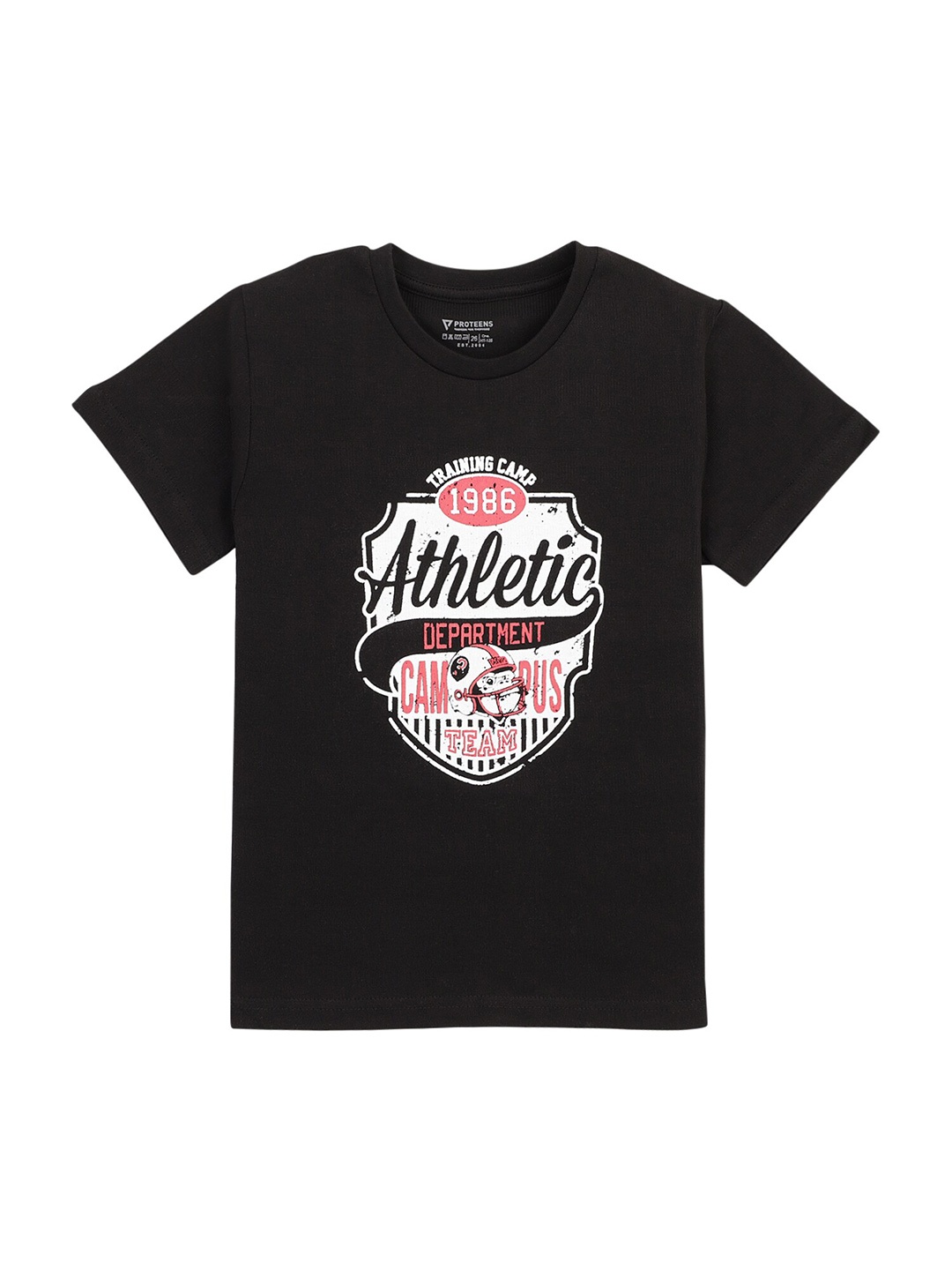 

PROTEENS Boys Typography Printed Cotton T-shirt, Black