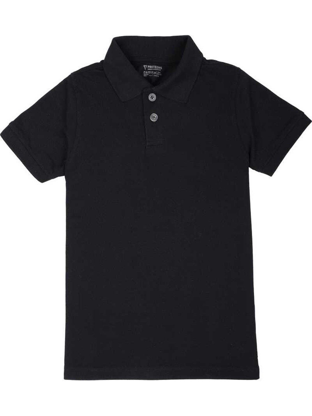 

PROTEENS Boys Polo Collar Cotton T-shirt, Black