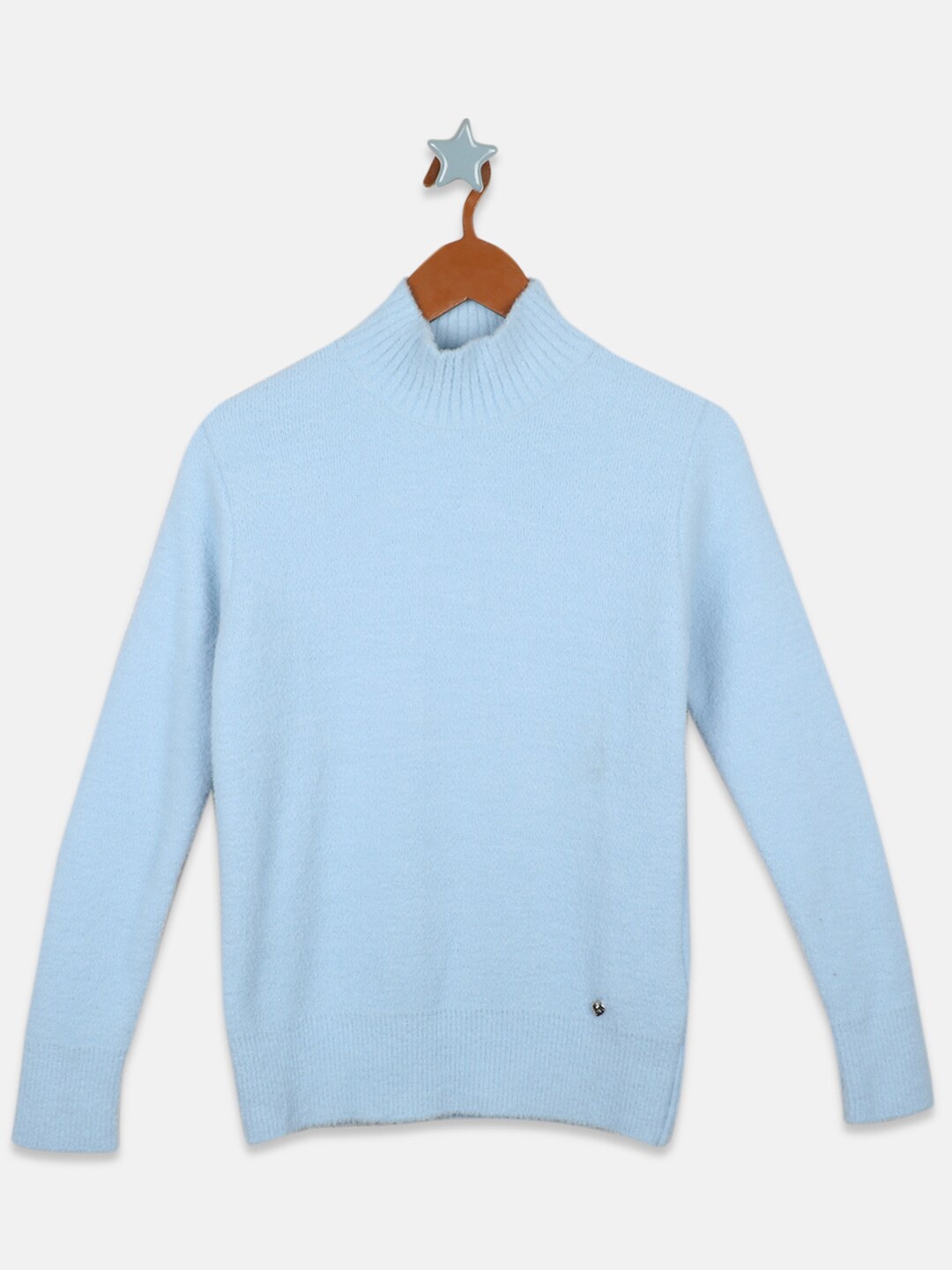

Monte Carlo Girls High Neck Long Sleeve Ribbed Hem Sweater, Blue