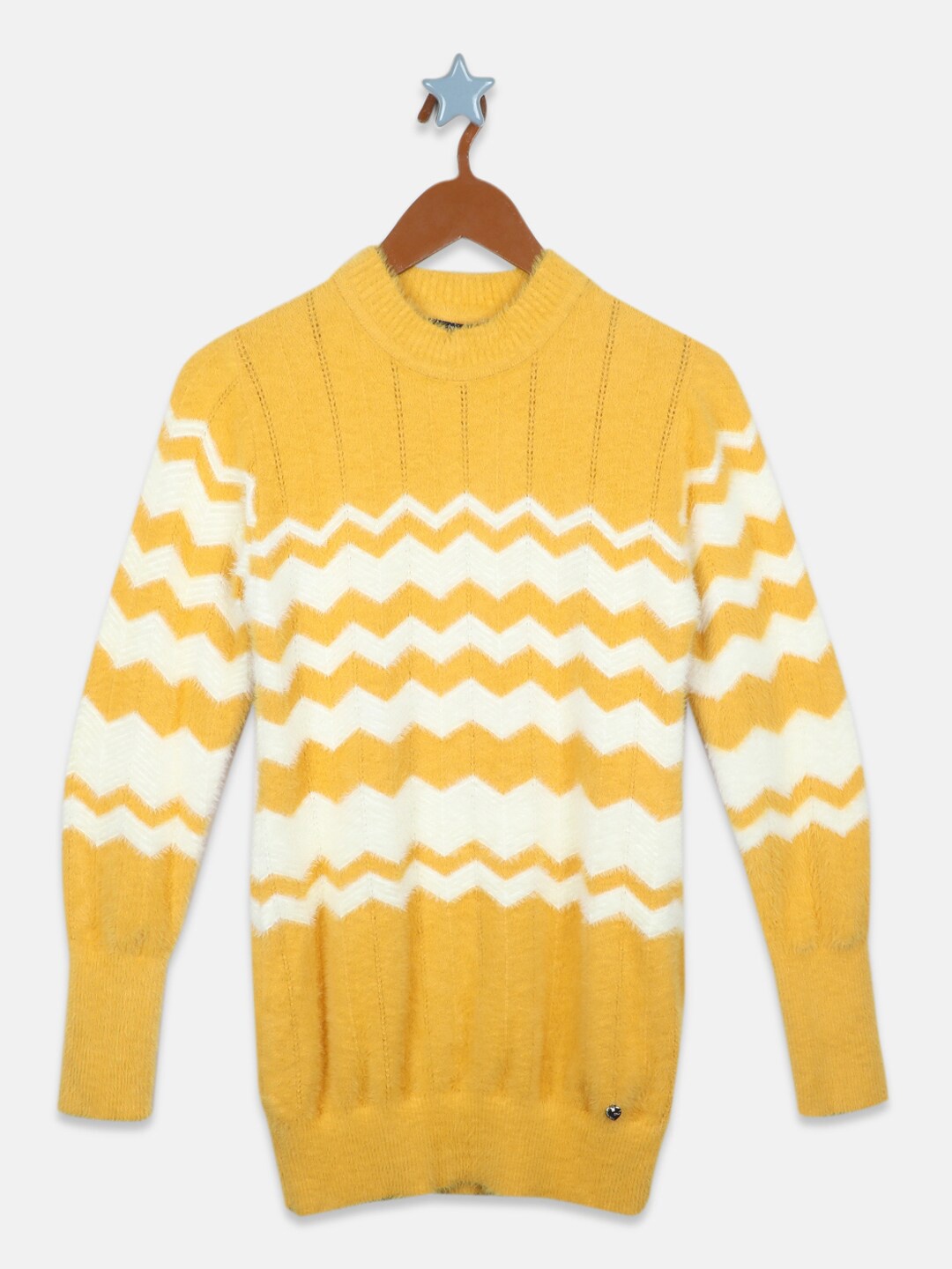 

Monte Carlo Girls Self Design Chevron Sweater, Mustard