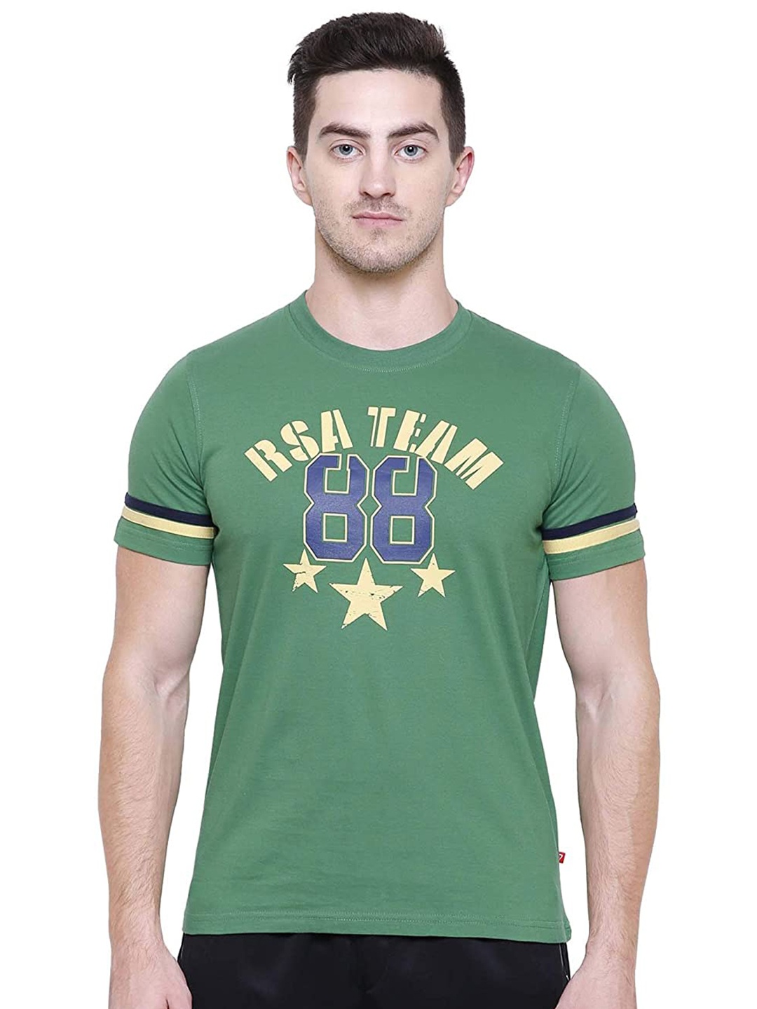 

PROTEENS Men Varsity Printed Cotton T-shirt, Green