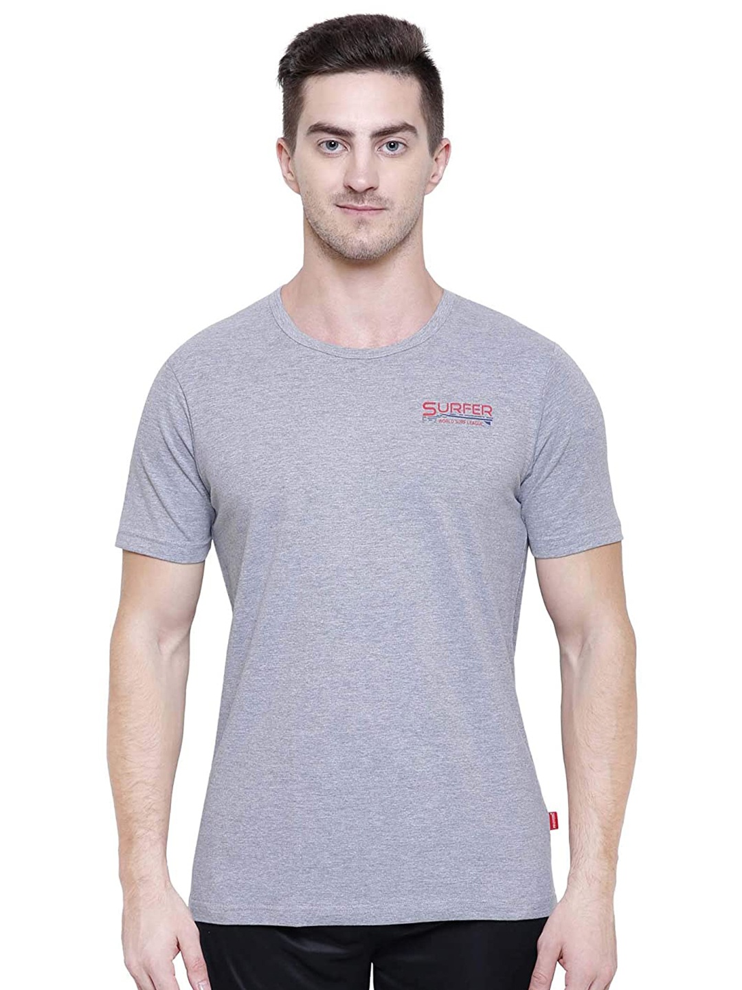 

PROTEENS Men Round Neck Cotton T-shirt, Grey melange