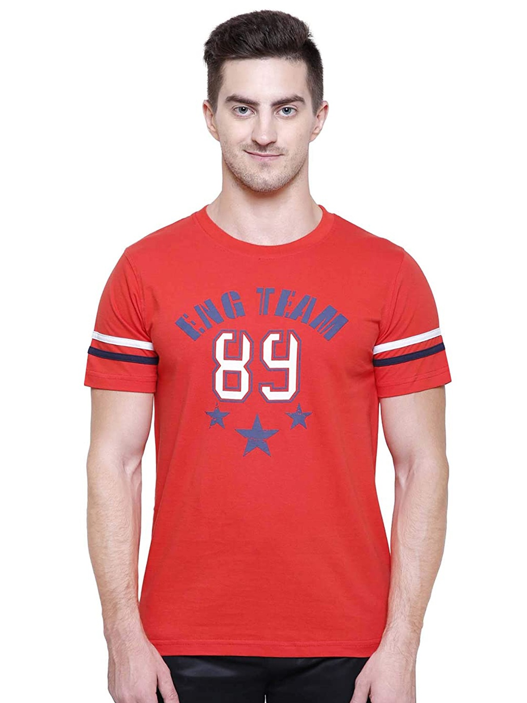 

PROTEENS Men Varsity Printed Cotton T-shirt, Red
