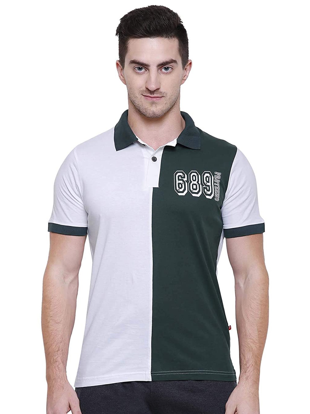

PROTEENS Men Polo Collar Cotton T-shirt, White