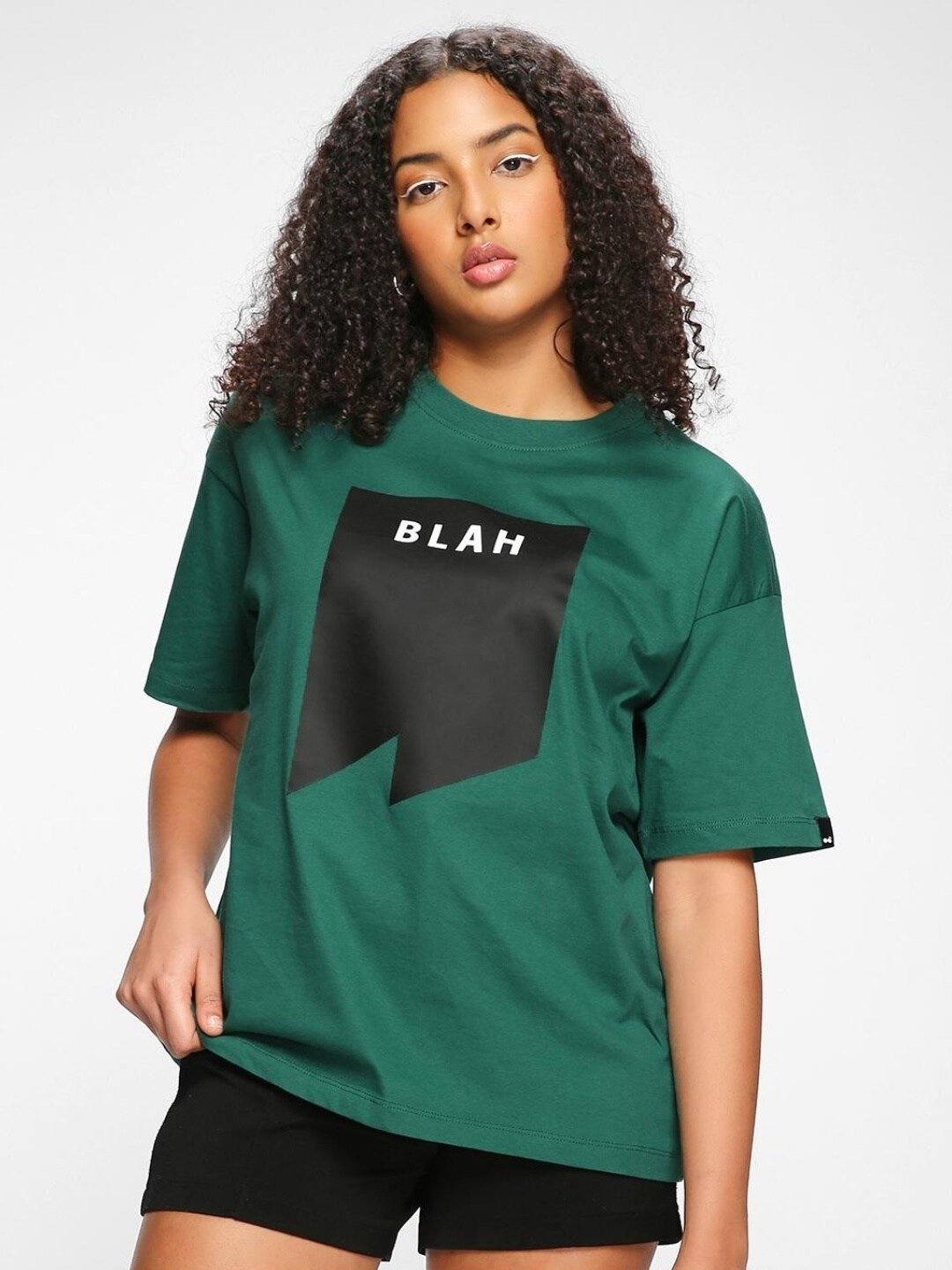

Bewakoof Women Graphic Printed Cotton T-shirt, Green