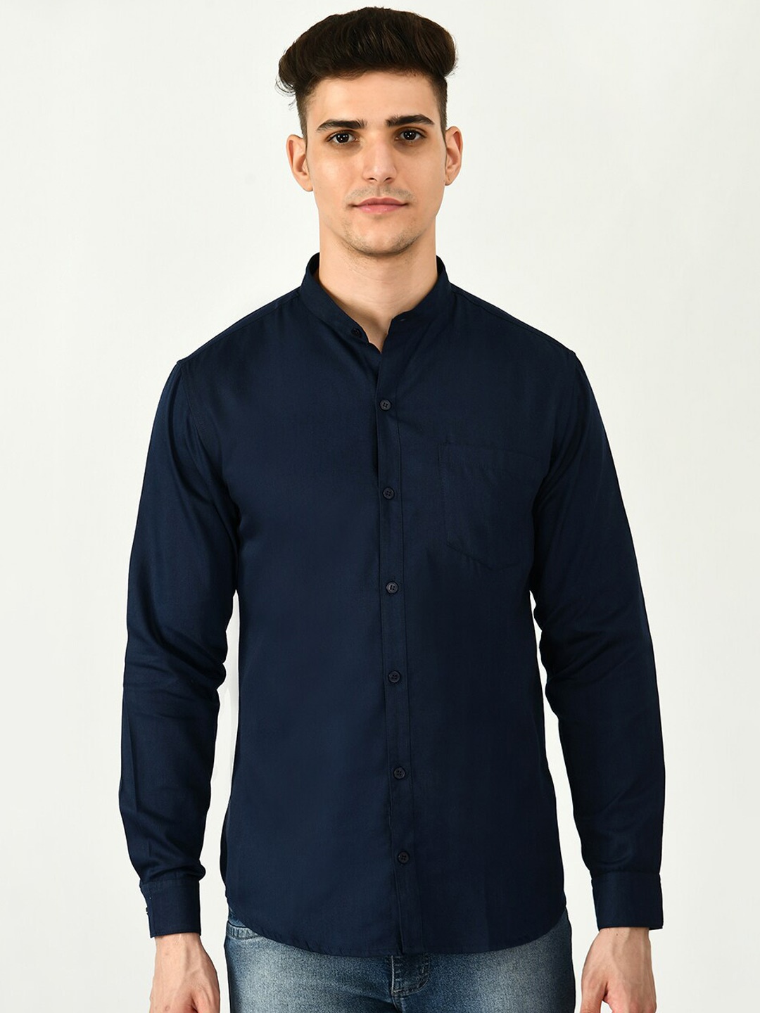 Riara Men Smart Casual Shirt, Navy blue