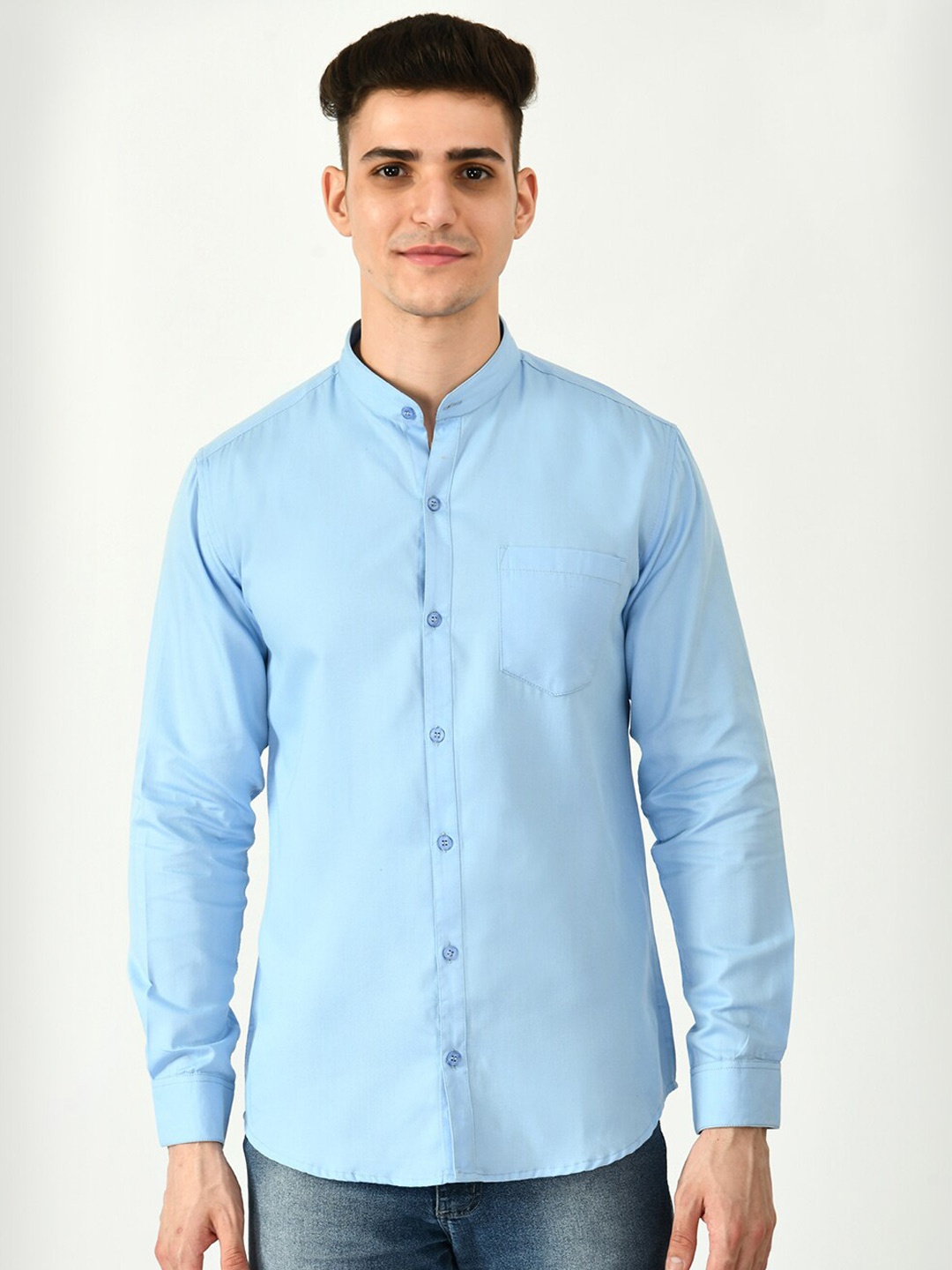 

Riara Men Smart Casual Twill Weave Cotton Shirt, Blue