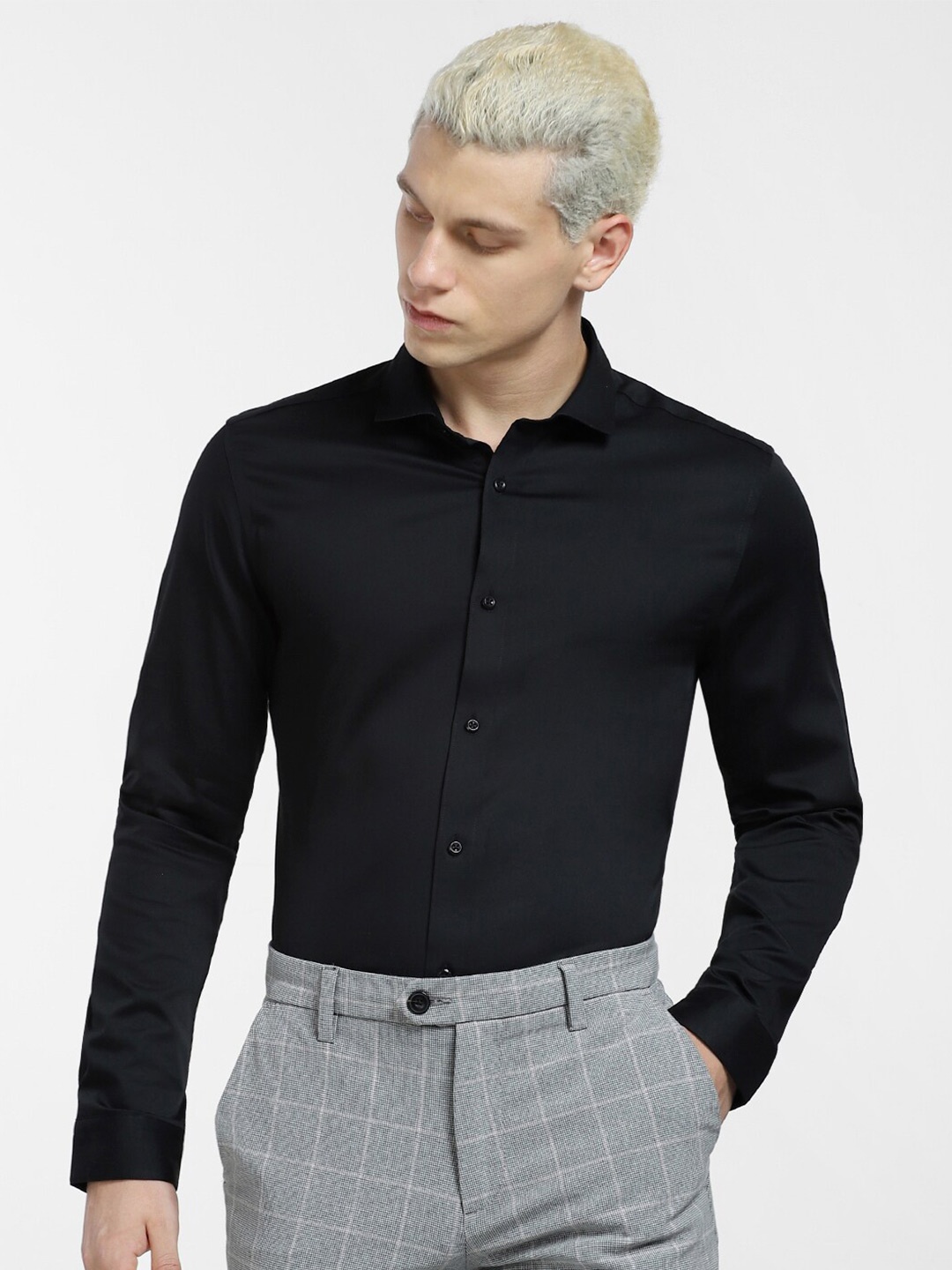 

Jack & Jones Men Slim Fit Casual Cotton Shirt, Black