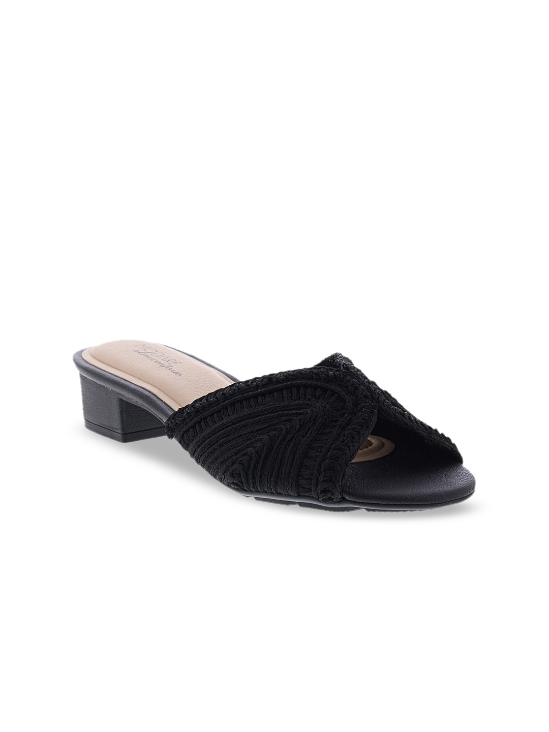 

MODARE Open Toe Textured Block Heels, Black