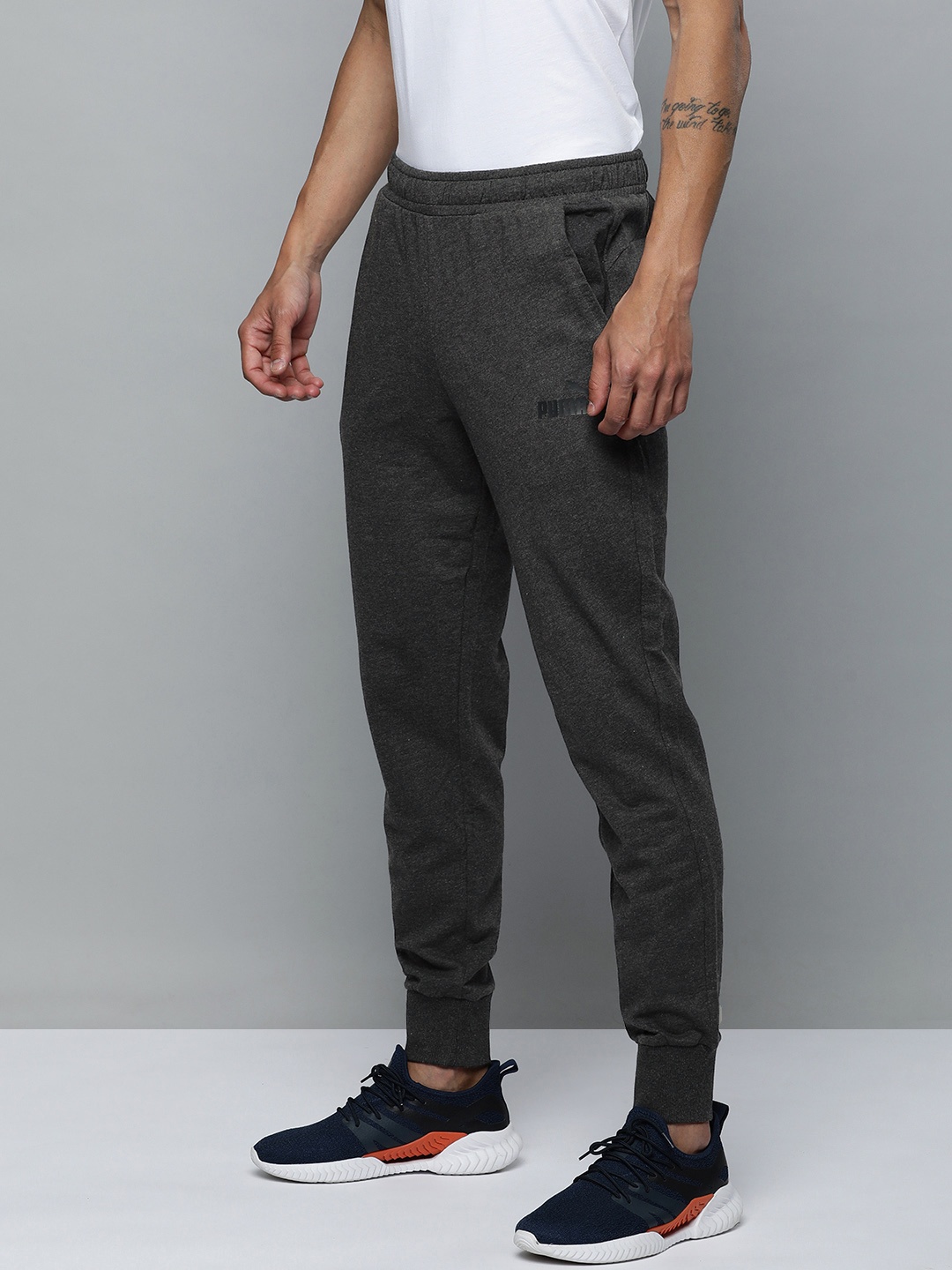 

Puma Men Solid Regular Fit Mid Rise Joggers, Charcoal