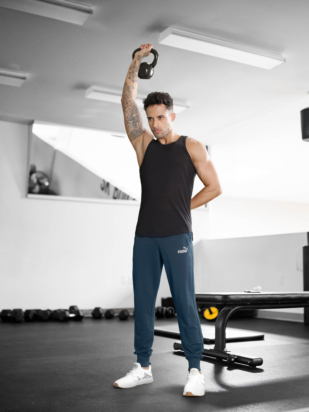 

Puma Men Solid Regular Fit Mid Rise Joggers, Navy blue