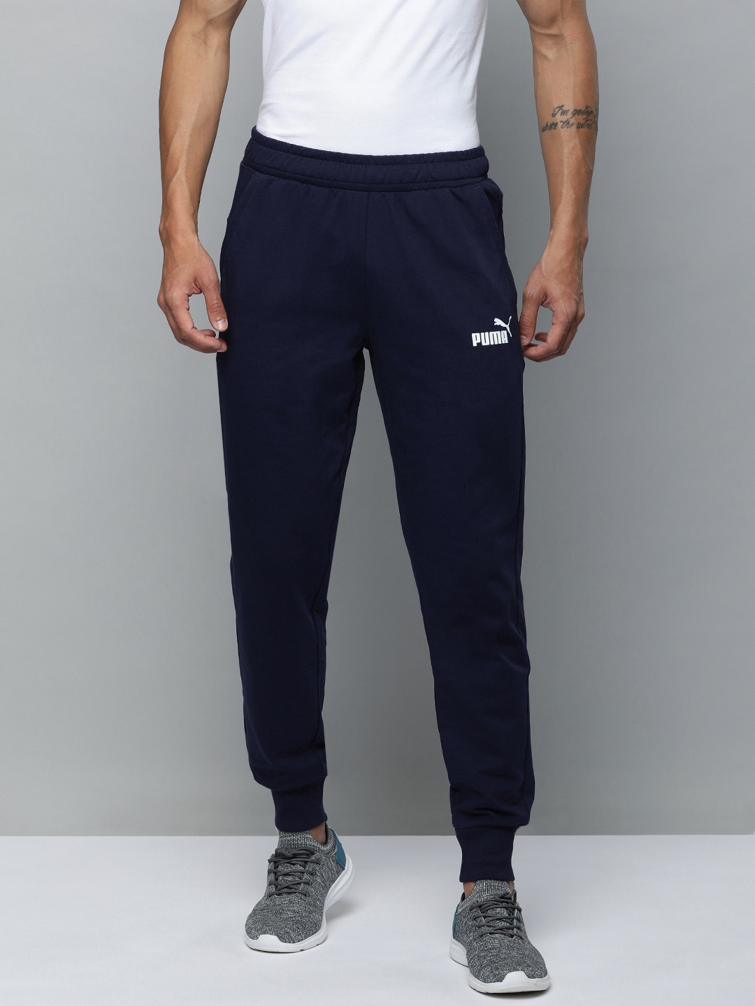 

Puma Men Solid Mid Rise Joggers, Navy blue