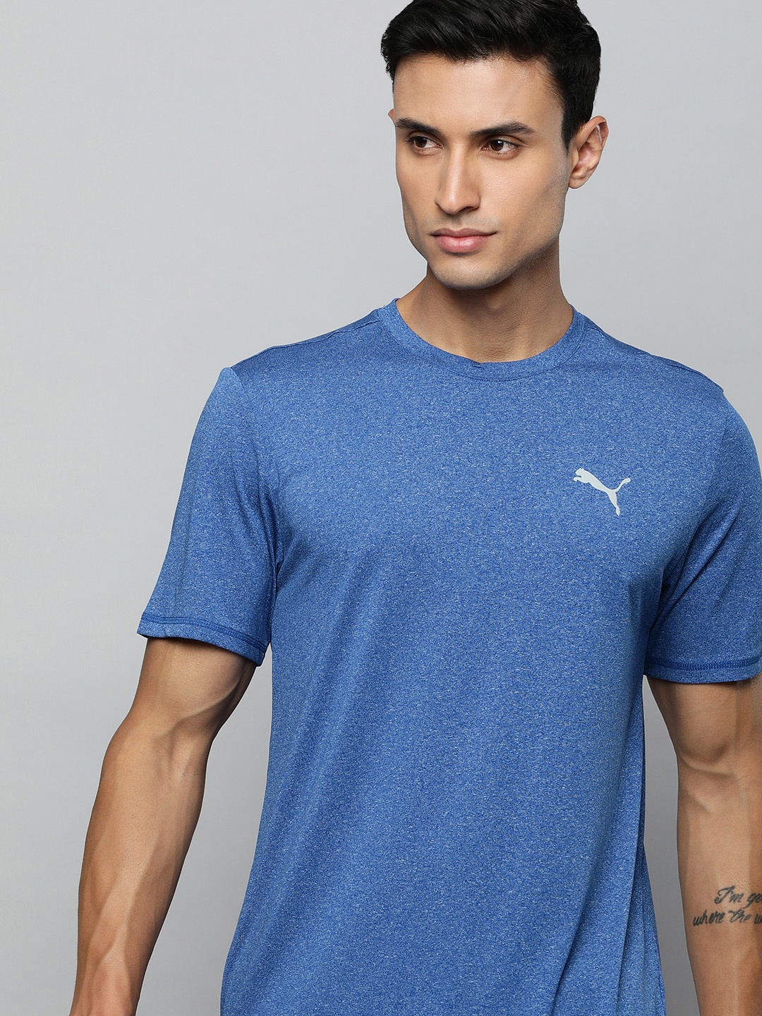 

Puma Brand Logo Printed RUN FAVORITE HEATHER T-shirt, Blue