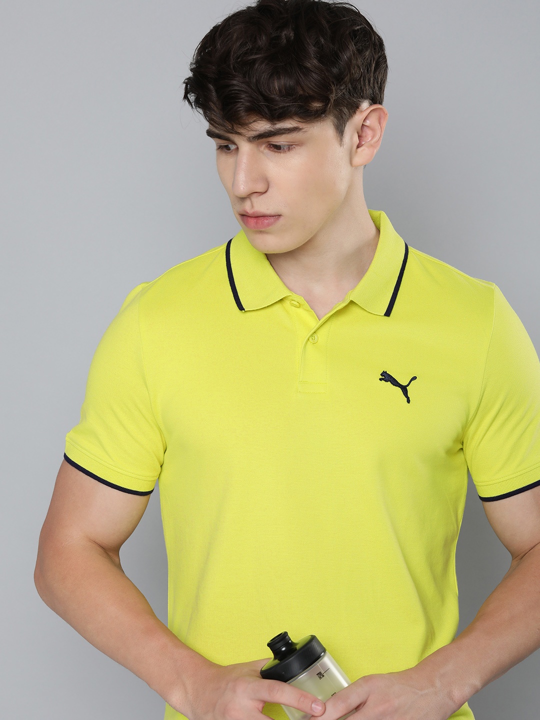 

Puma Embroidered Brand Logo Polo Collar Slim Fit T-shirt, Yellow