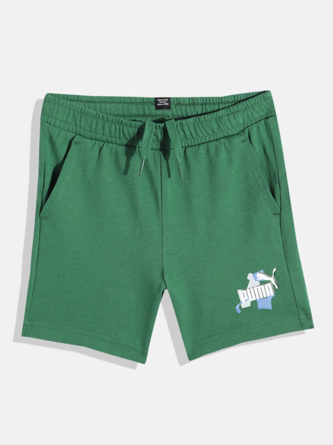 

Puma Boys ESS+ STREET ART Regular Fit Pure Cotton Shorts, Green