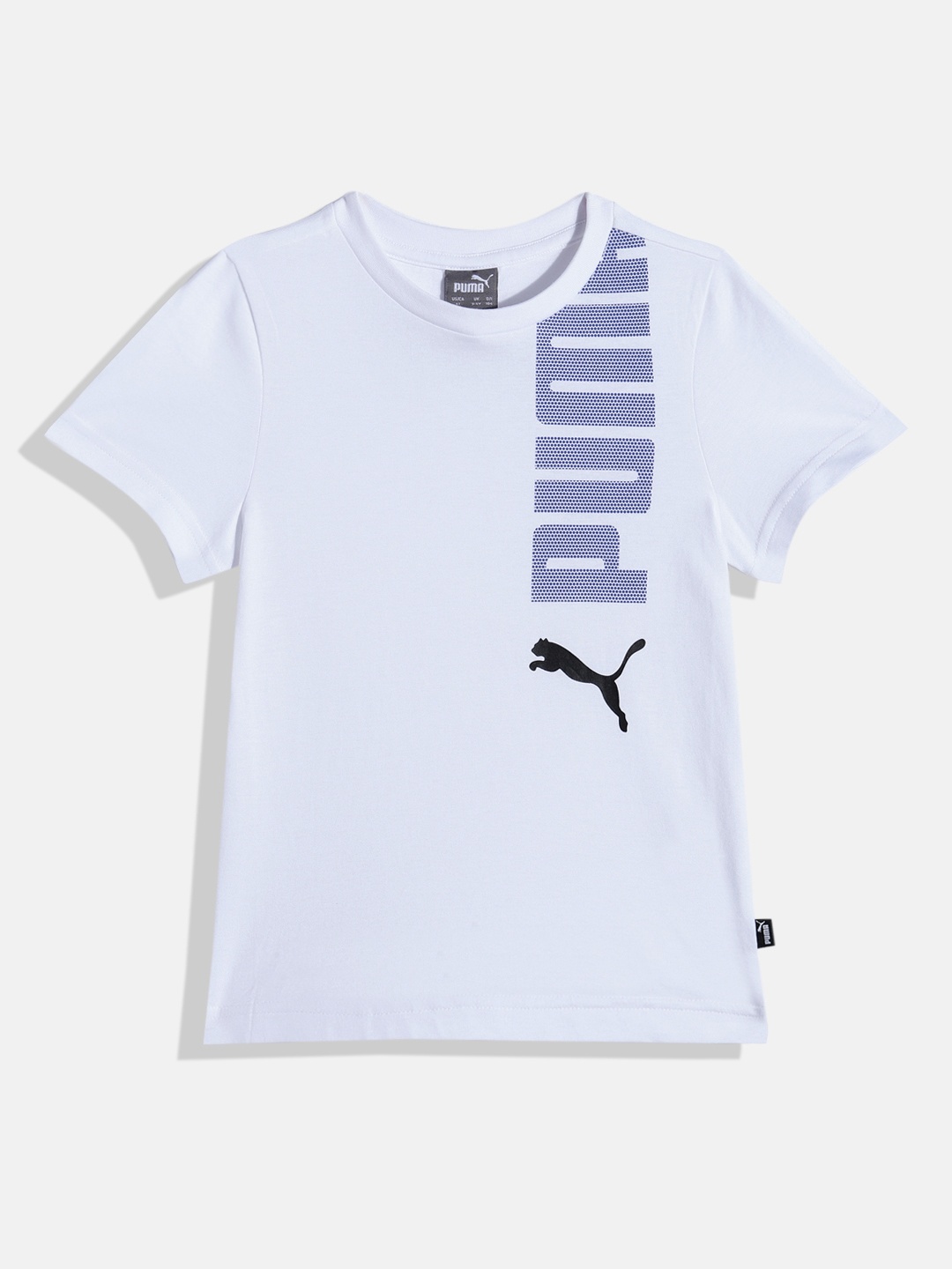 

Puma Boys Ess Logo Lab Printed Pure Cotton Regular Fit T-shirt, White