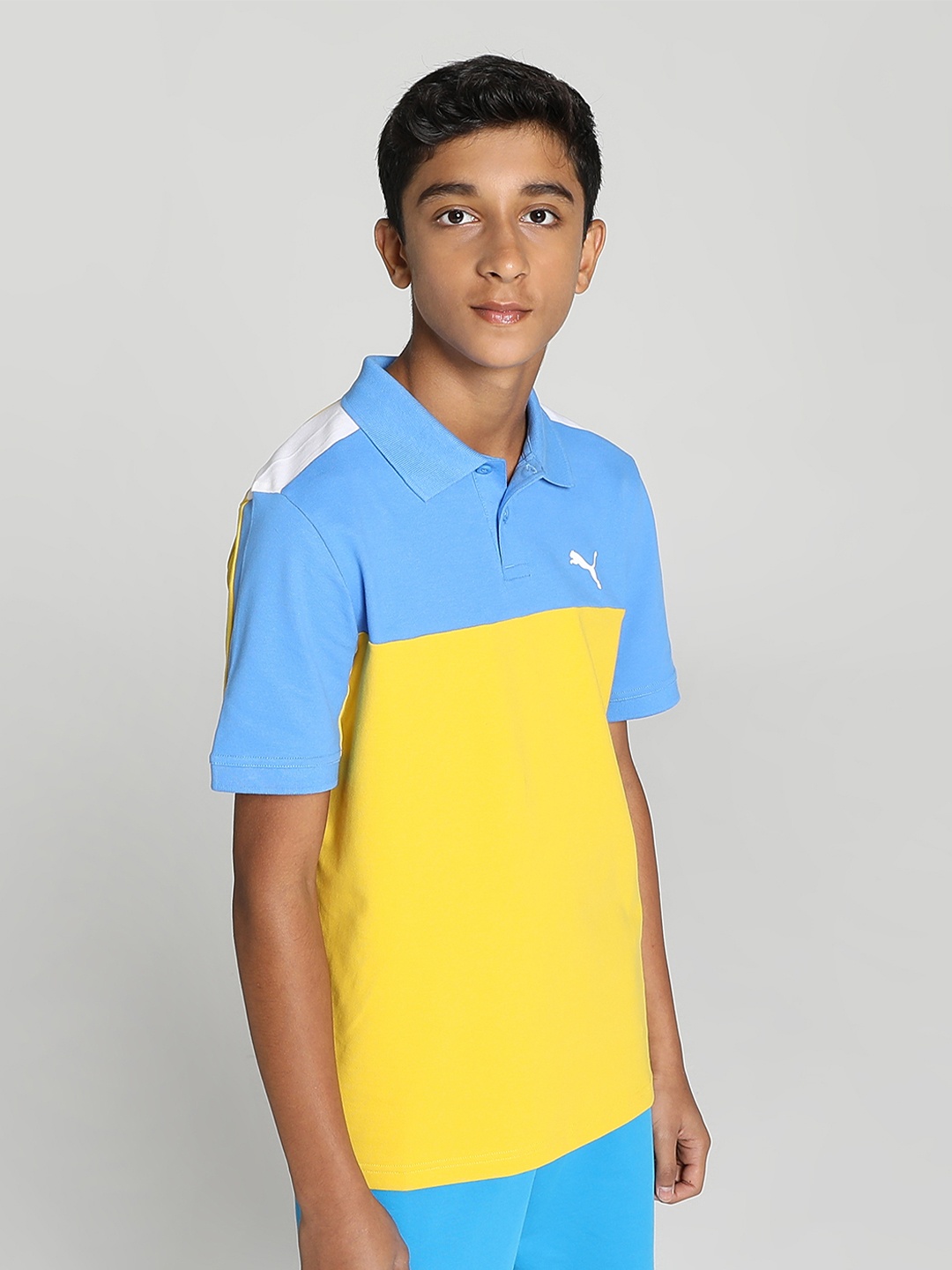 

Puma Boys Colourblocked Youth Polo Collar Regular Fit T-shirt, Yellow