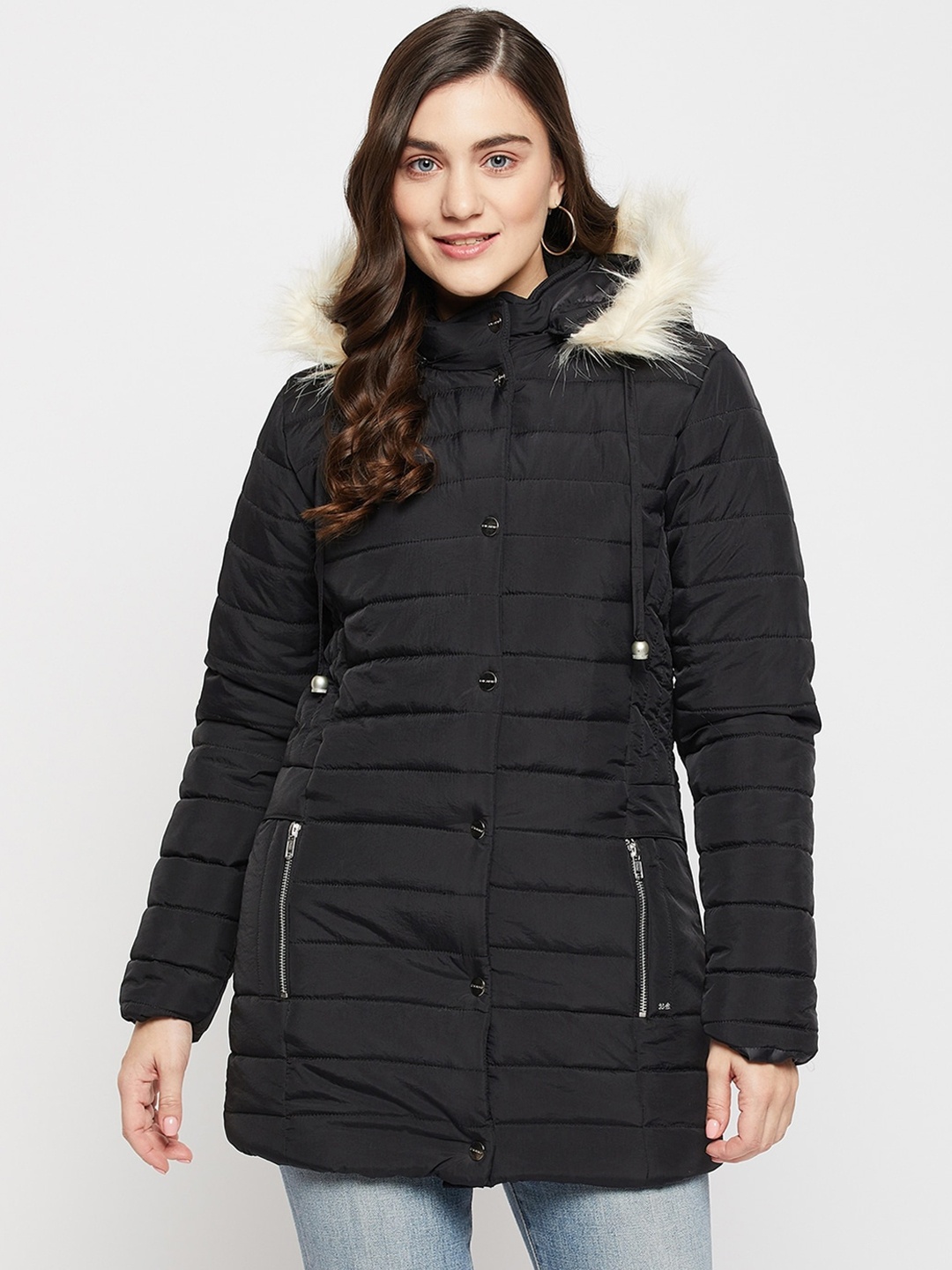 

Okane Women Lightweight Longline Parka Jacket, Black