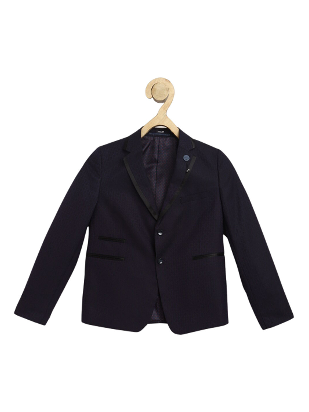 

Peter England Boys Self-Design Single Breasted Blazers, Navy blue