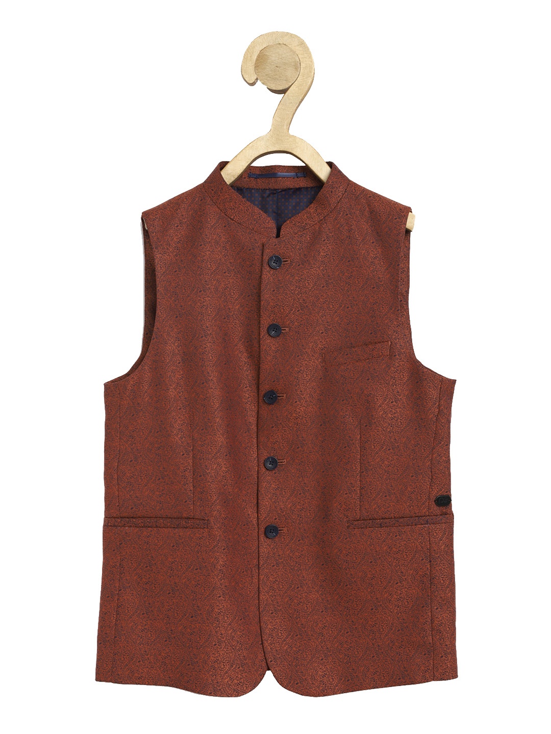 

Peter England Boys Woven Design Nehru Jacket, Brown